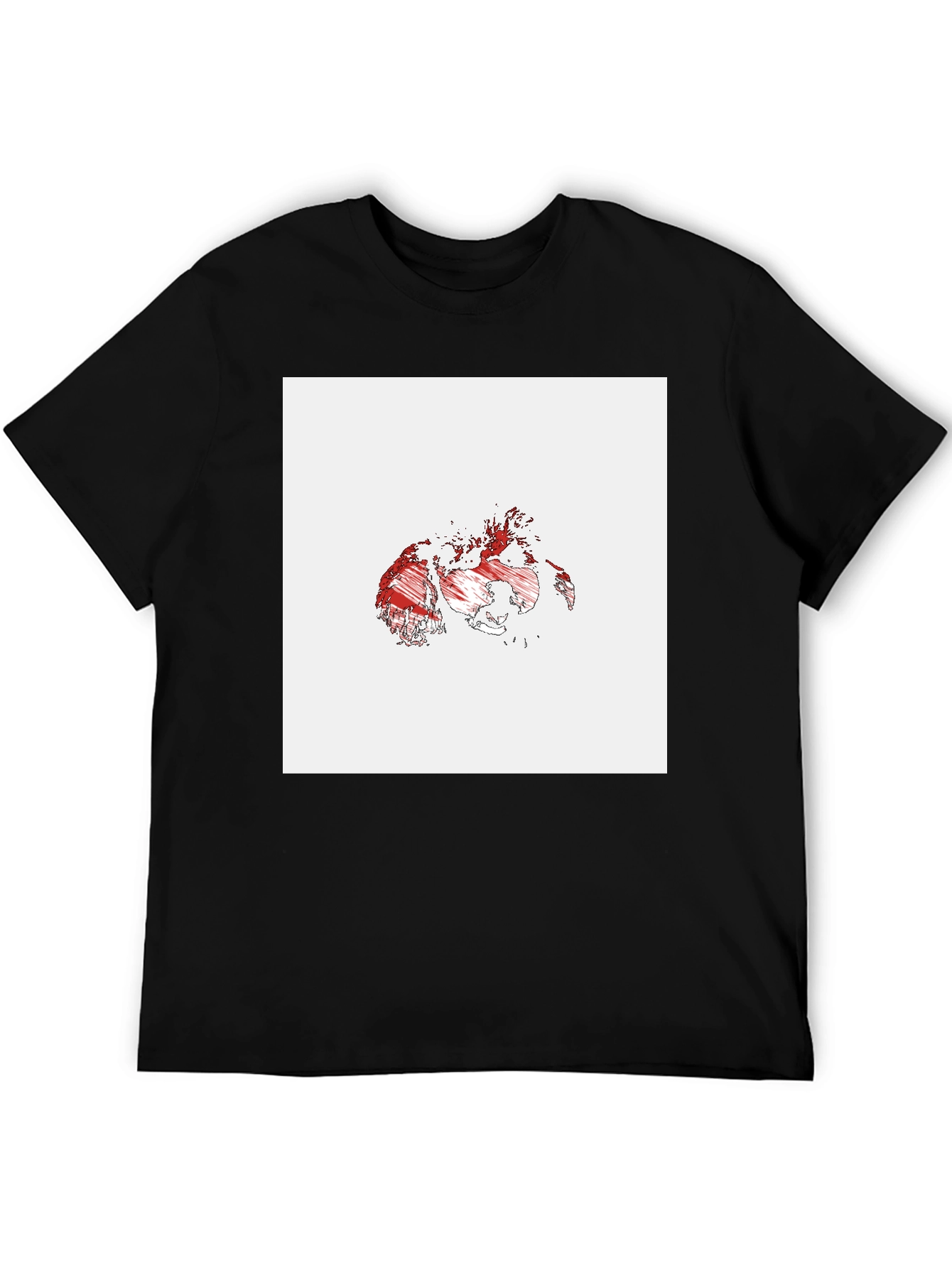 Abstract Map Graphic Tee - Black Cotton Casual