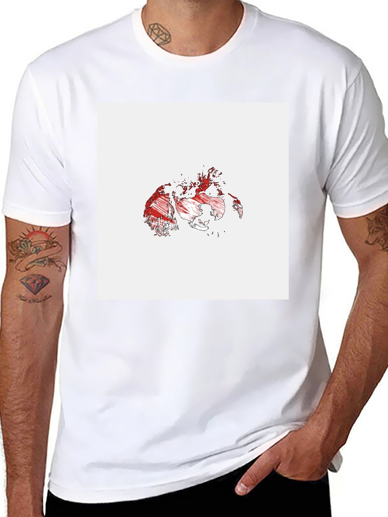 Abstract Map Graphic Tee - Black Cotton Casual