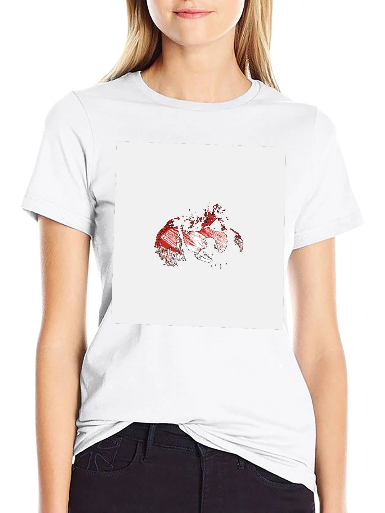 Abstract Map Graphic Tee - Black Cotton Casual