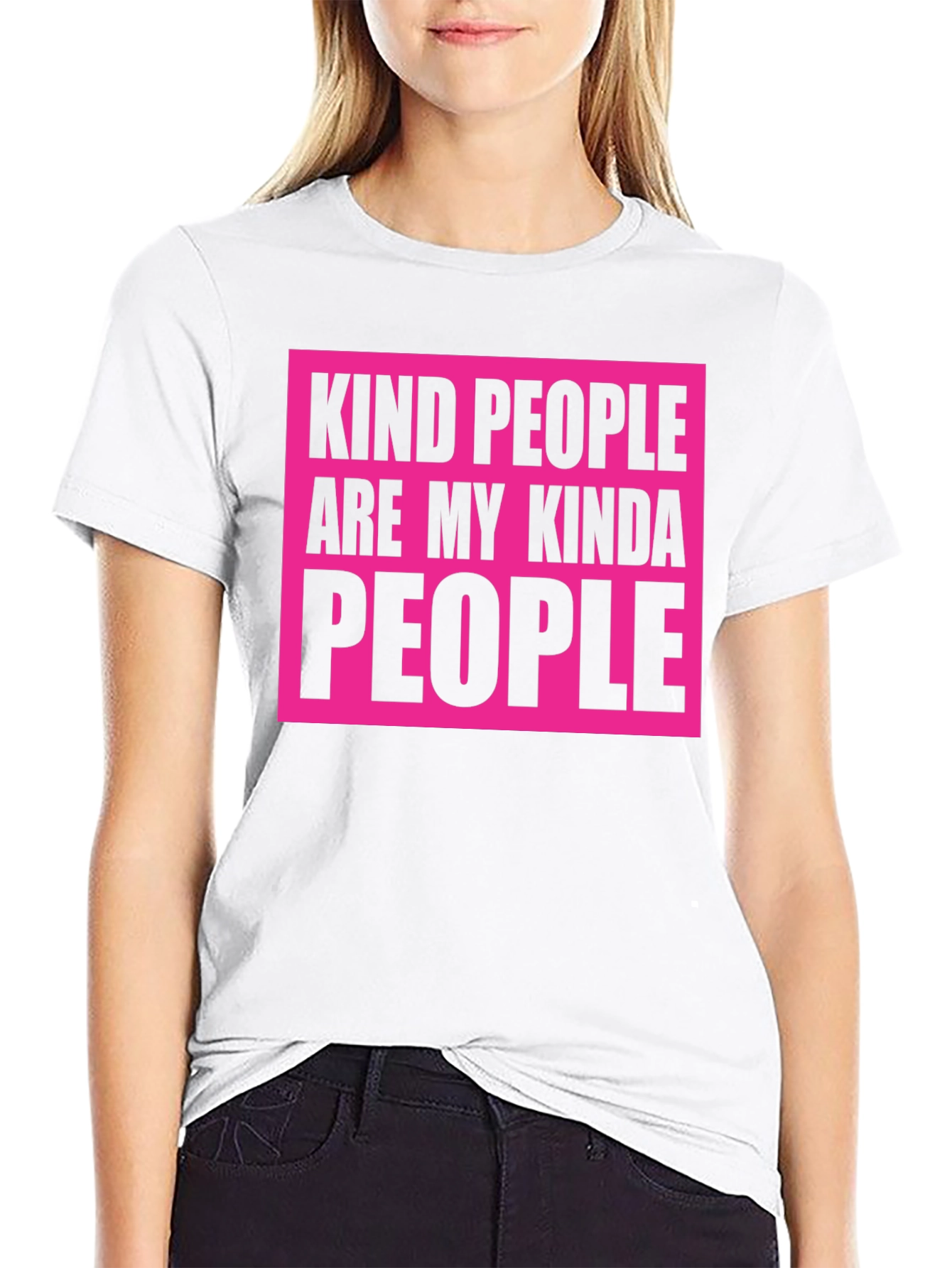 Kind People T-Shirt - Black with Bold Pink Design