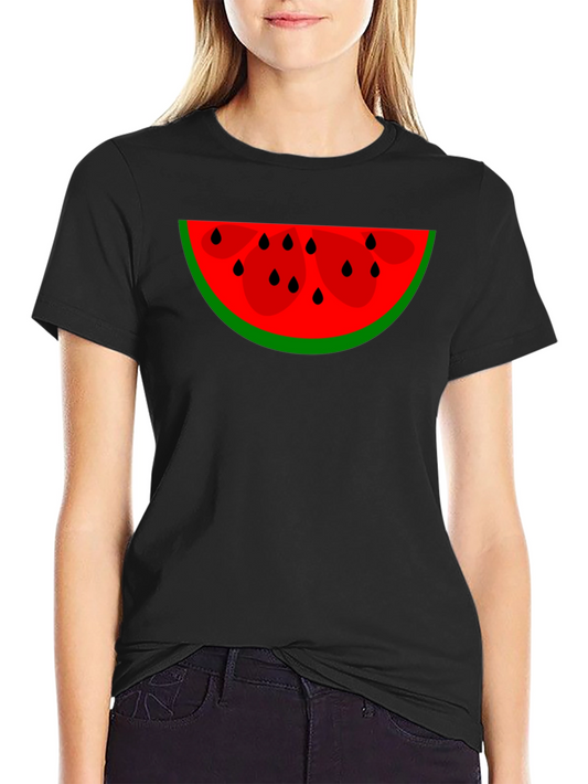 Watermelon Slice Graphic Tee - Black Cotton Blend