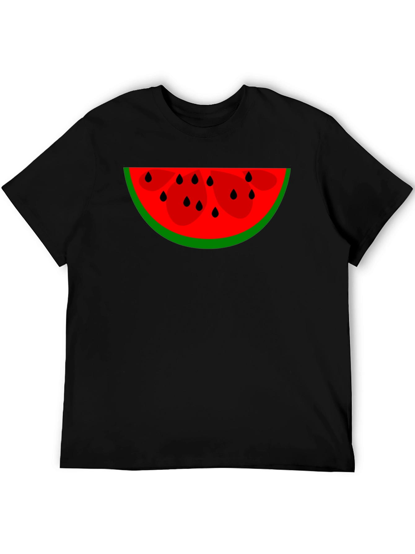 Watermelon Slice Graphic Tee - Black Cotton Blend