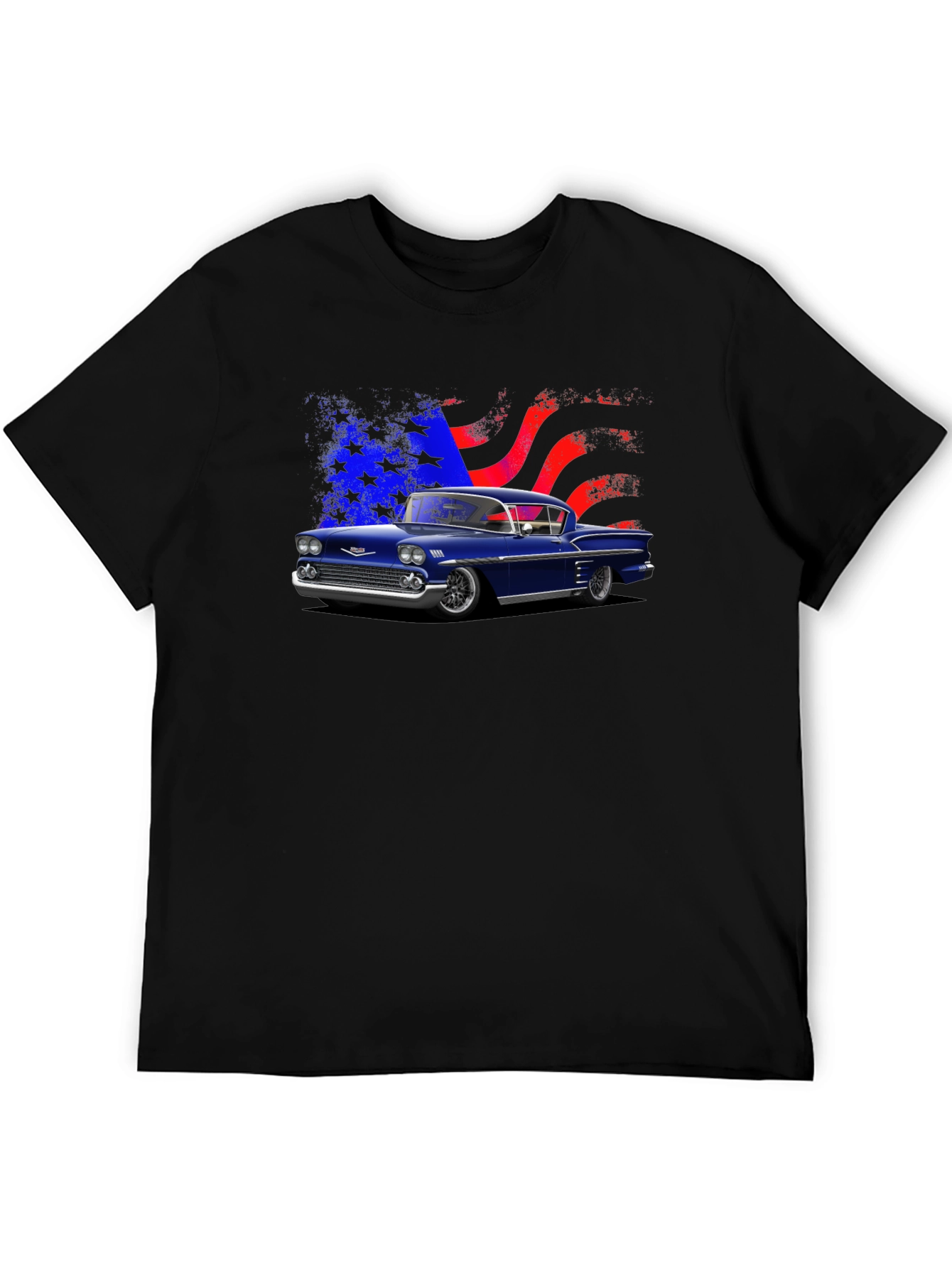 Classic Car Tee with American Flag Design