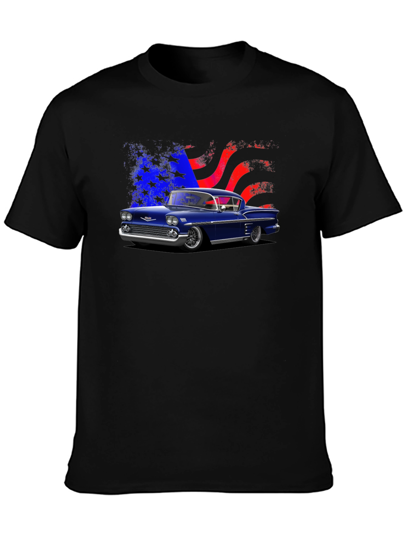 Classic Car Tee with American Flag Design