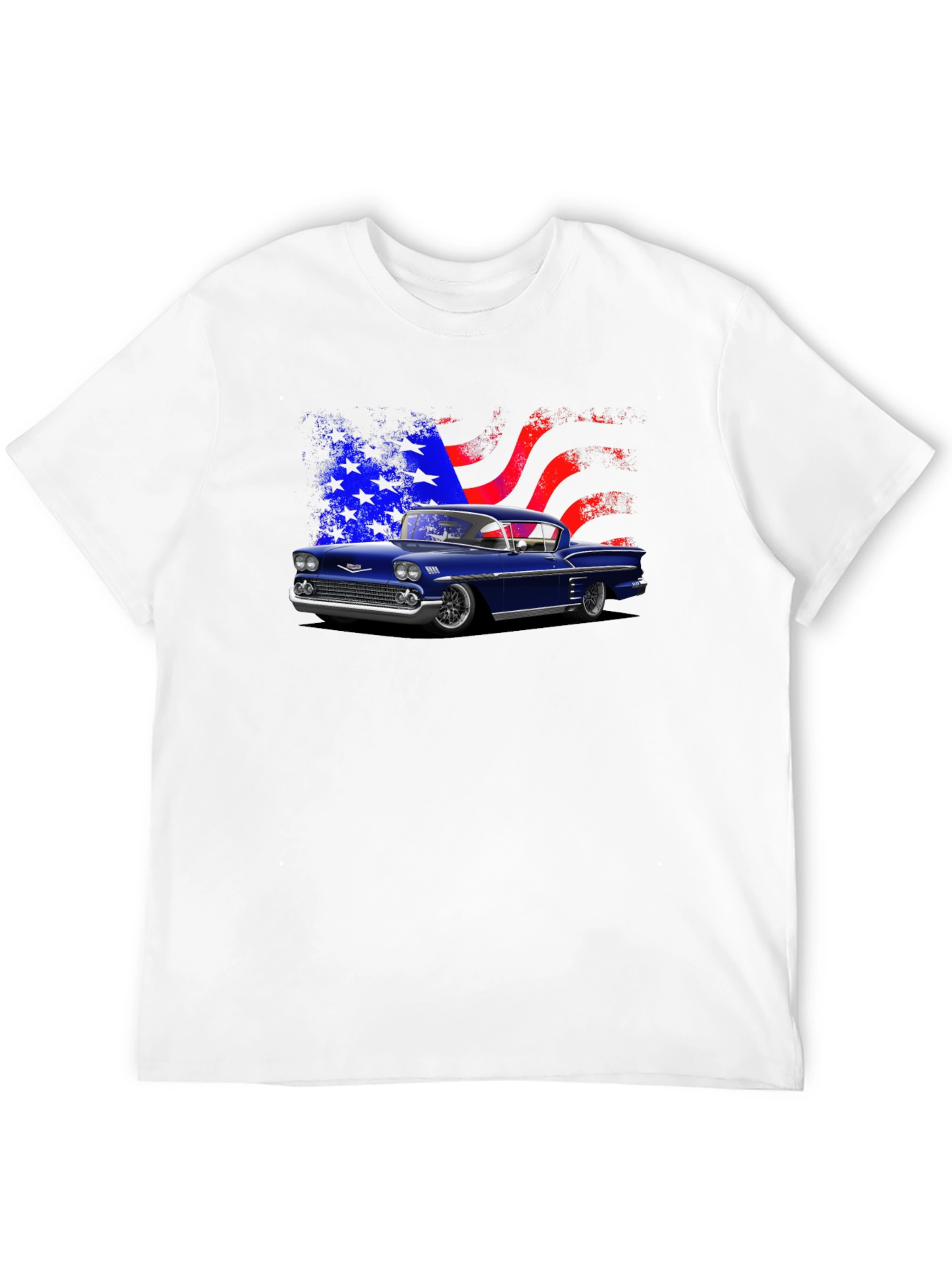 Classic Car Tee with American Flag Design