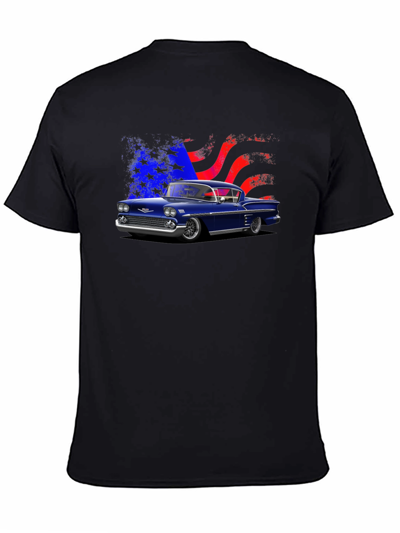 Classic Car Tee with American Flag Design