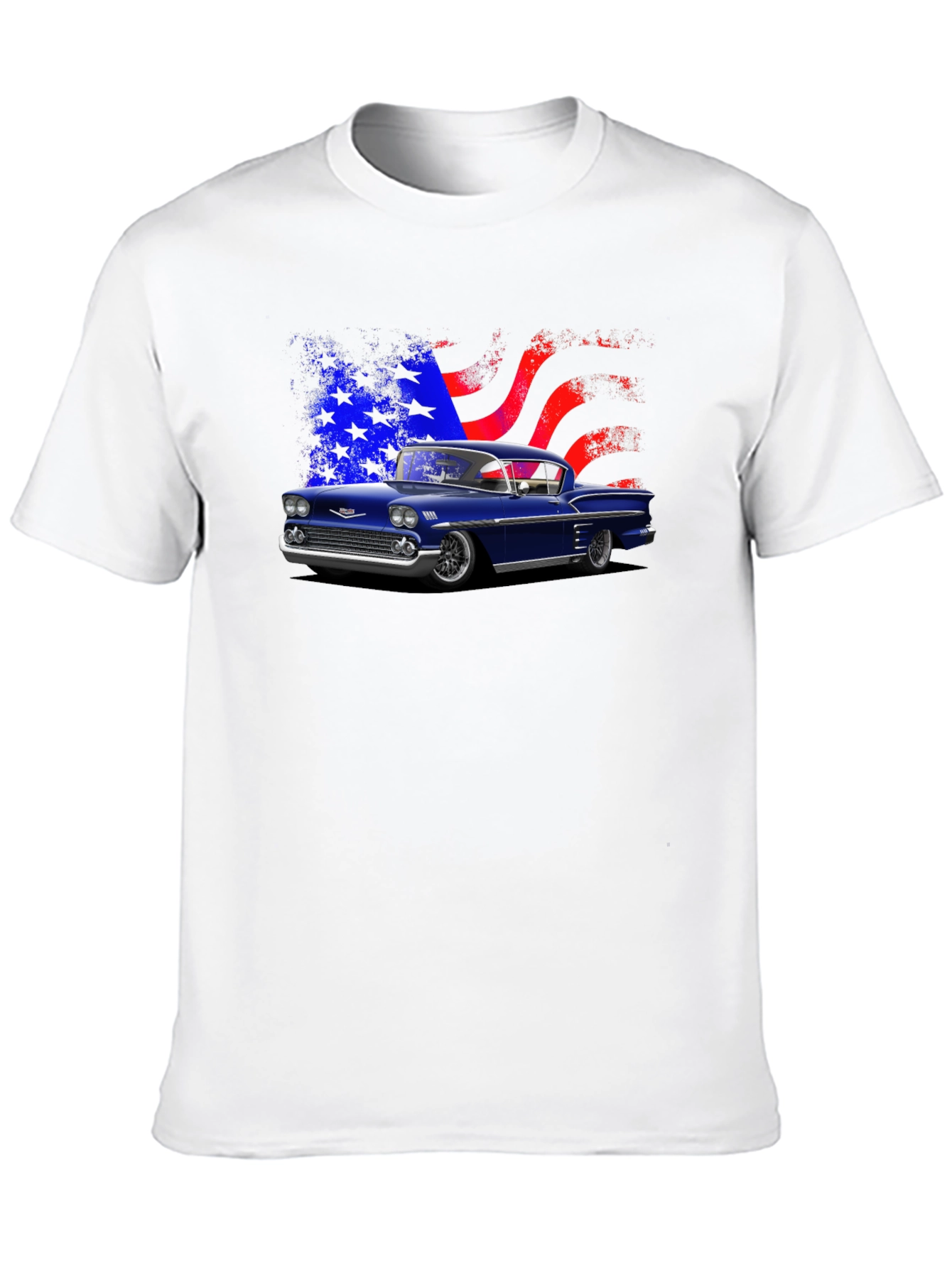 Classic Car Tee with American Flag Design