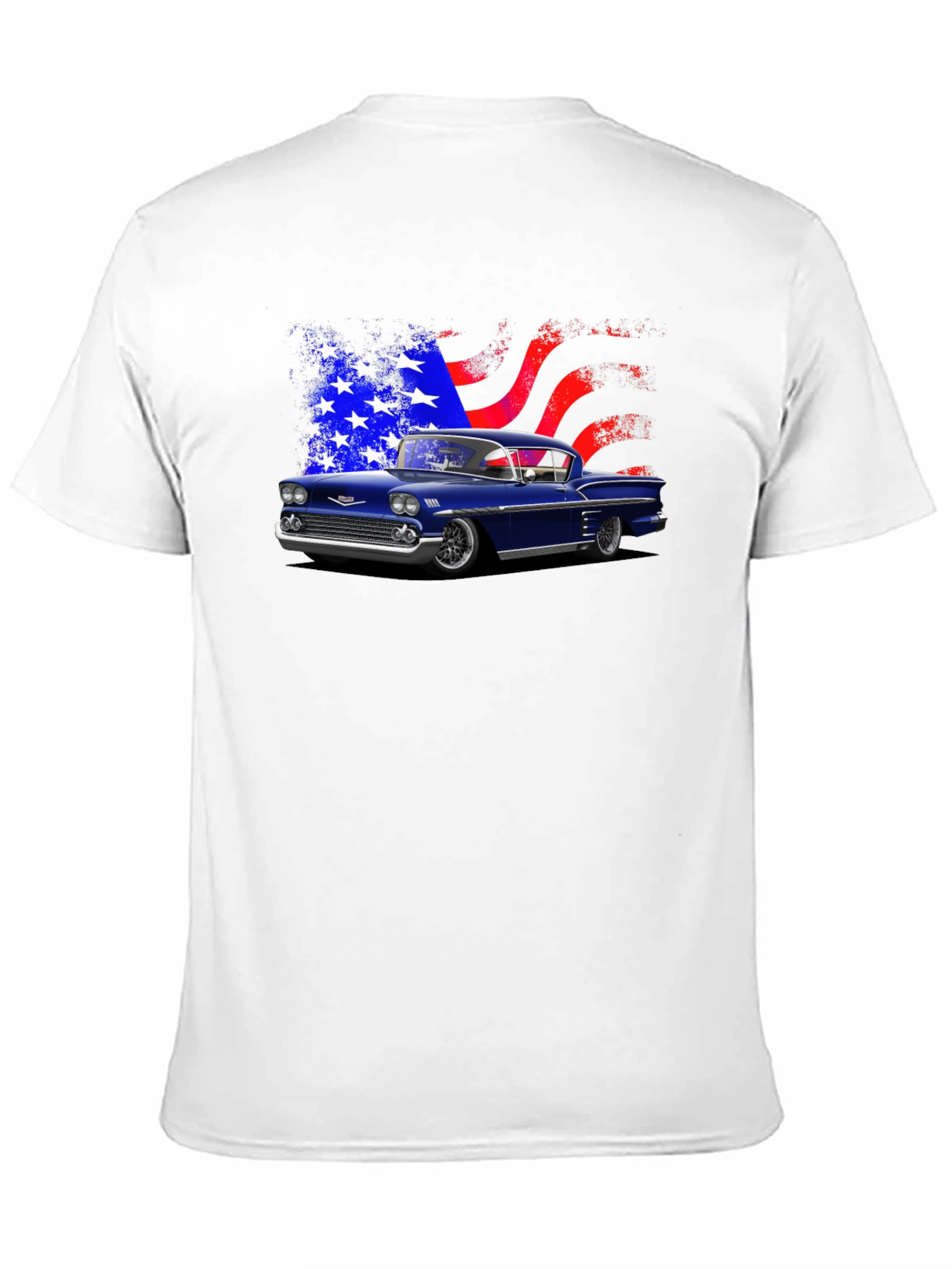 Classic Car Tee with American Flag Design