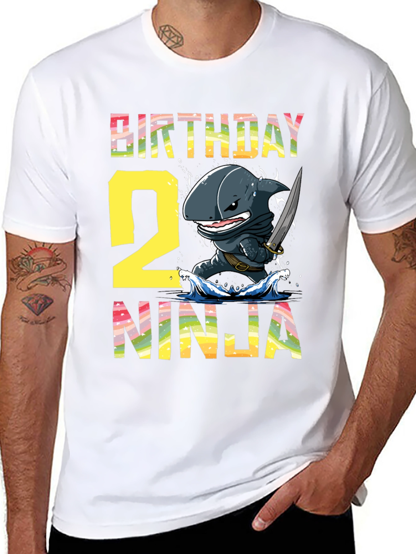 Birthday Shark Ninja Second Birthday T-Shirt