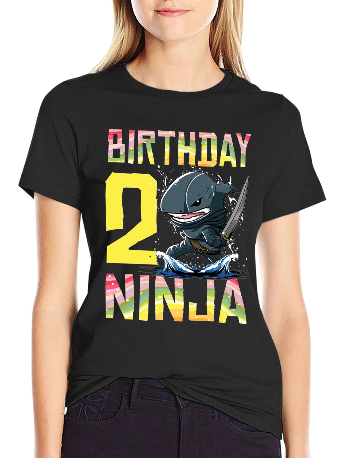 Birthday Shark Ninja Second Birthday T-Shirt