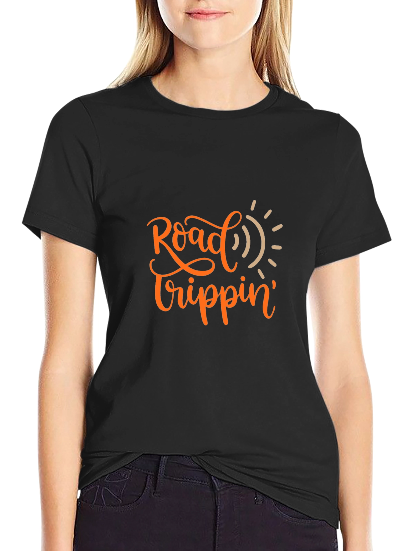 Road Trippin Graphic Black T-Shirt