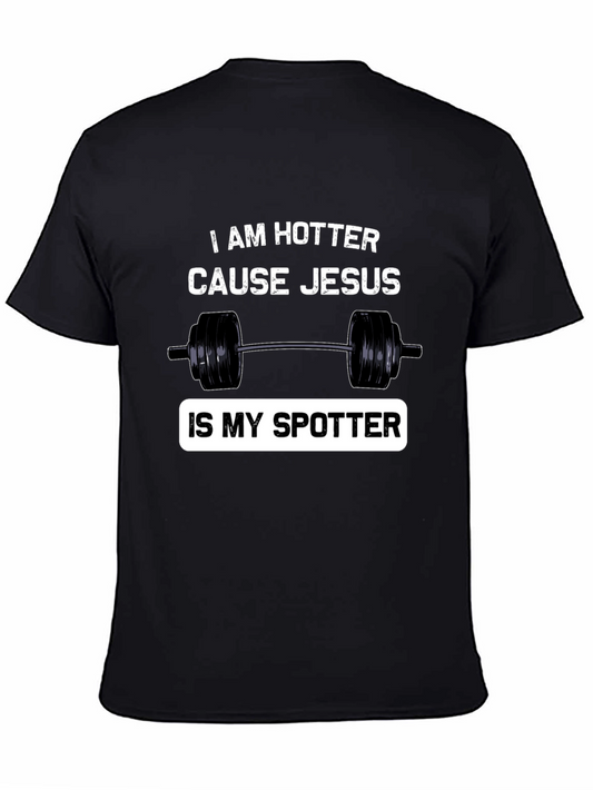 Jesus is My Spotter T-Shirt Funny Gym Workout Christian Tee