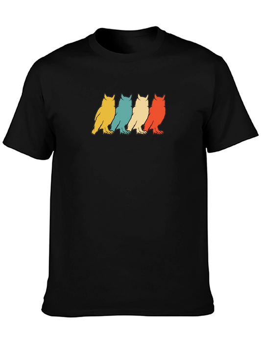 Retro Owl Silhouette Tee - Vintage Style Graphic T-Shirt