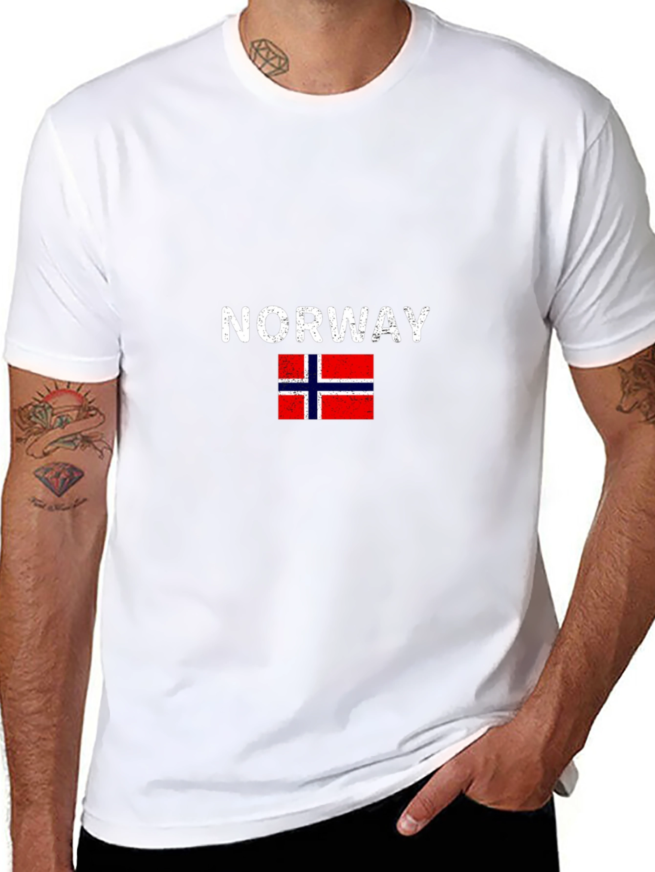 Norway Flag Graphic T-Shirt - Black Casual Wear