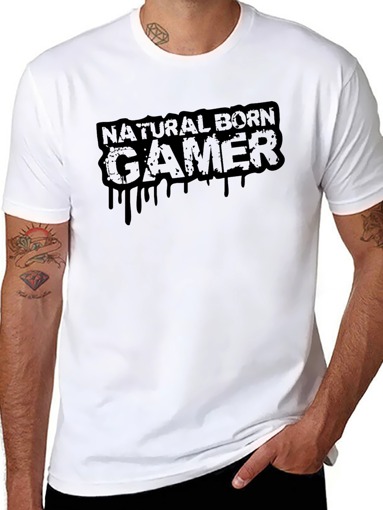 Natural Born Gamer Black Graphic T-Shirt