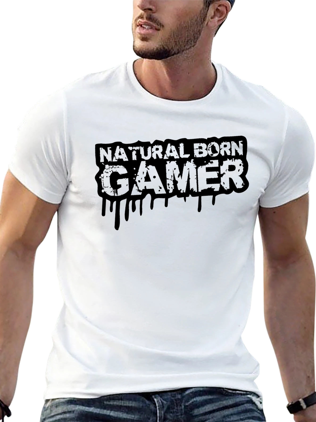 Natural Born Gamer Black Graphic T-Shirt