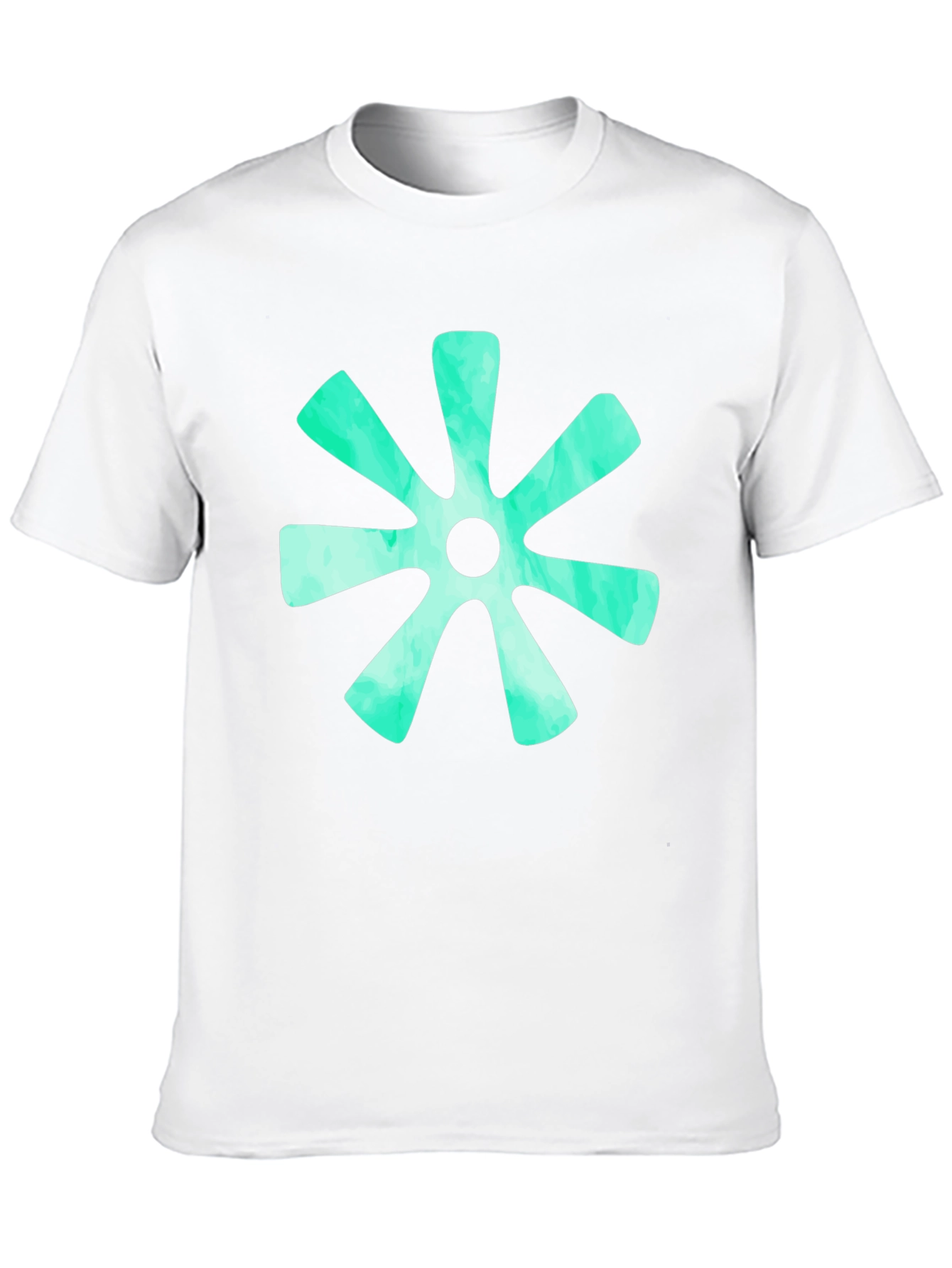 Abstract Teal Burst Graphic Tee - Black Cotton T-Shirt