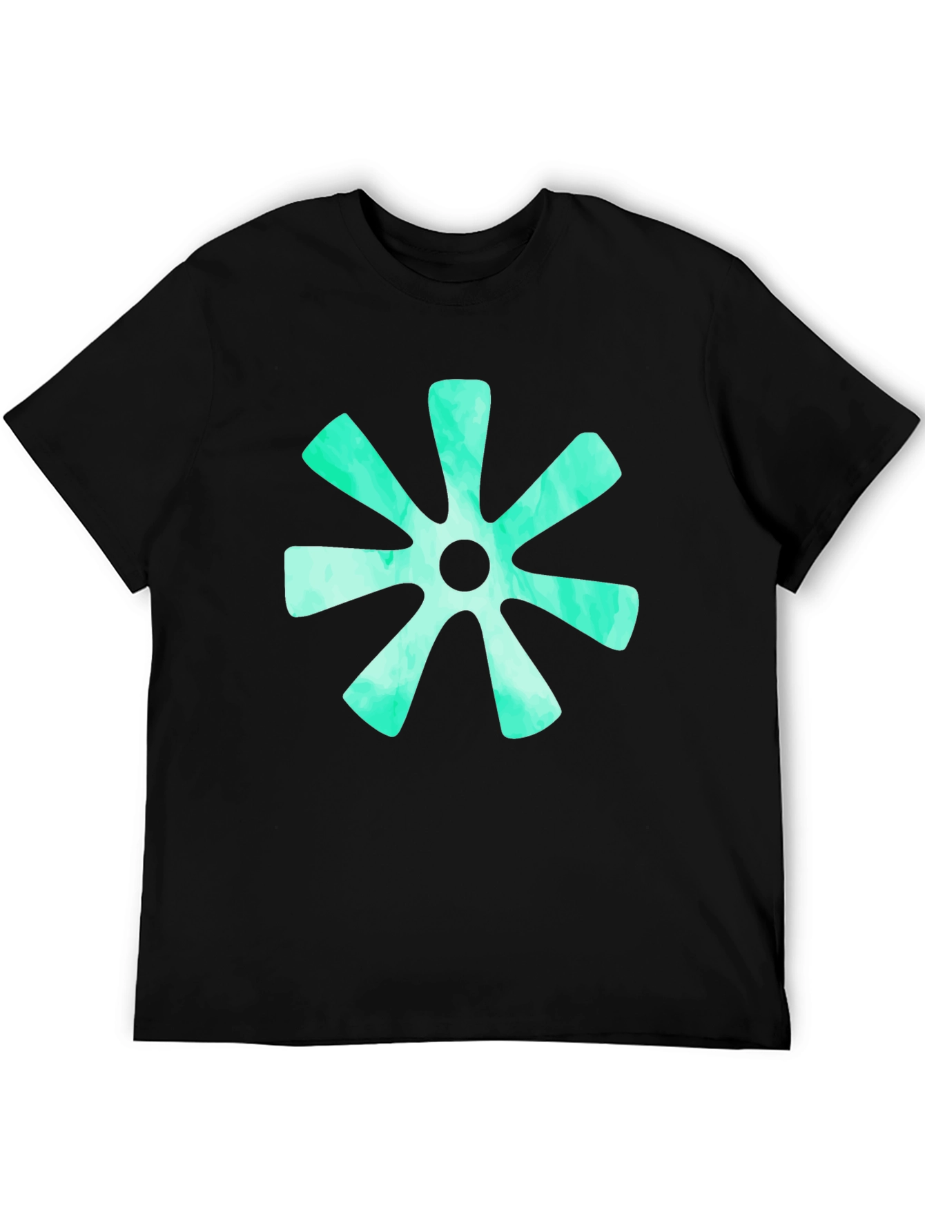 Abstract Teal Burst Graphic Tee - Black Cotton T-Shirt