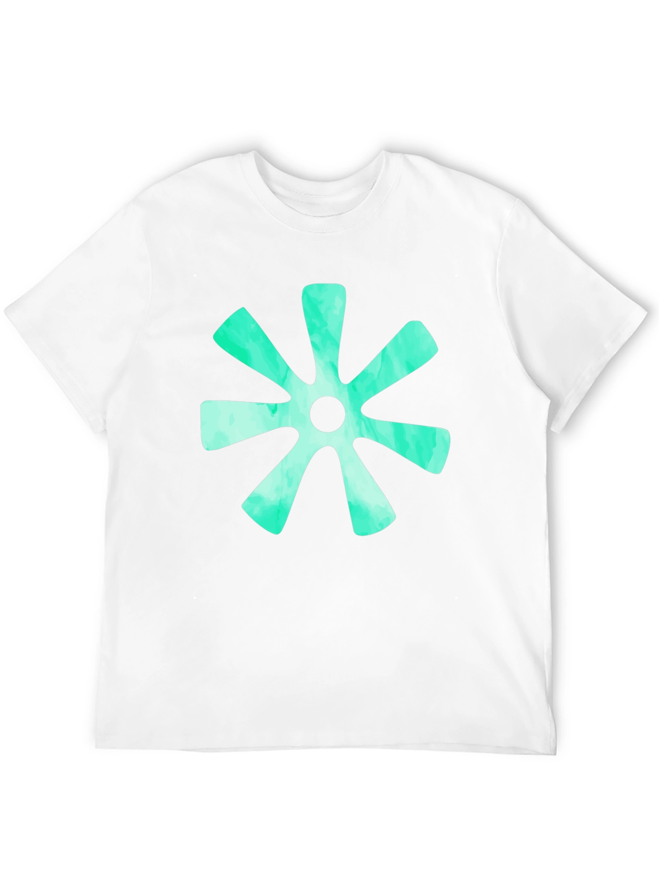 Abstract Teal Burst Graphic Tee - Black Cotton T-Shirt