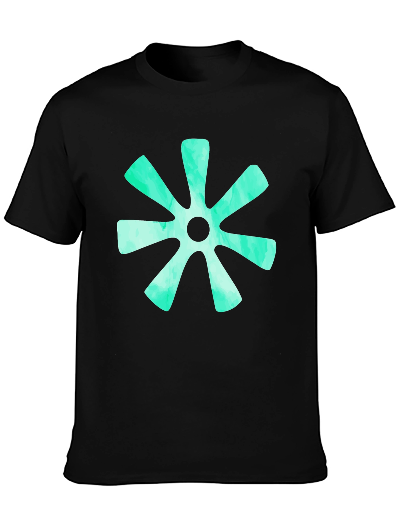 Abstract Teal Burst Graphic Tee - Black Cotton T-Shirt