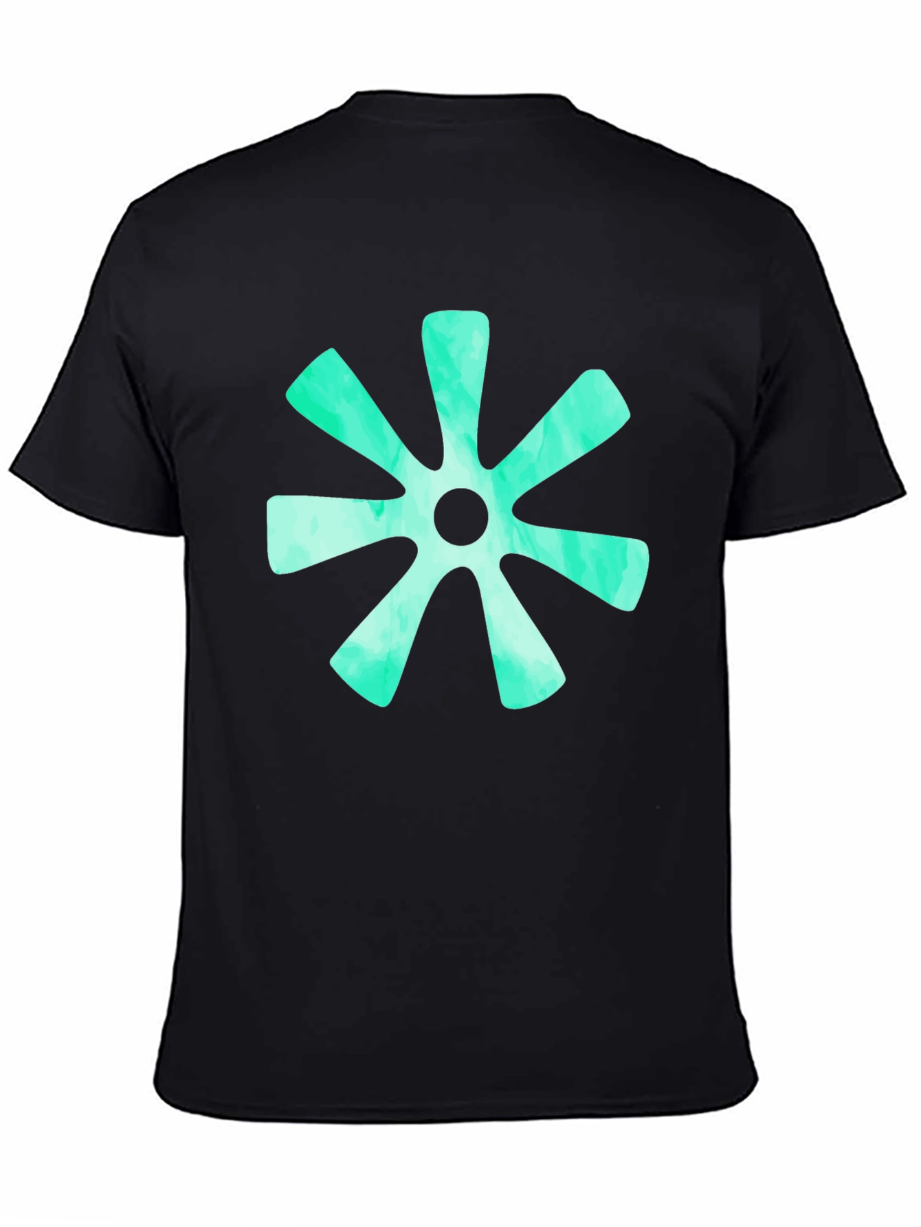 Abstract Teal Burst Graphic Tee - Black Cotton T-Shirt