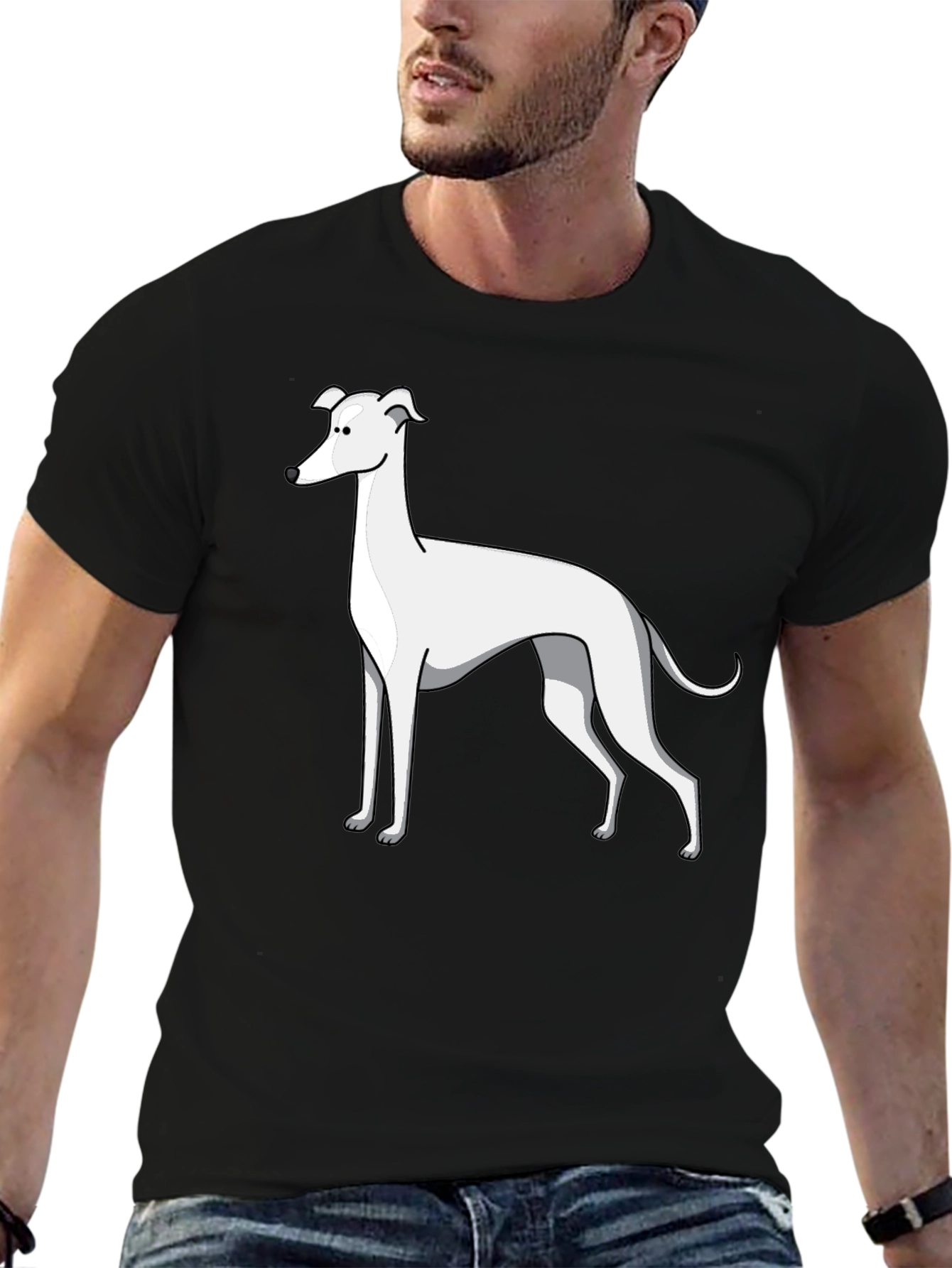Greyhound Dog Graphic T-Shirt - Unisex Black Tee
