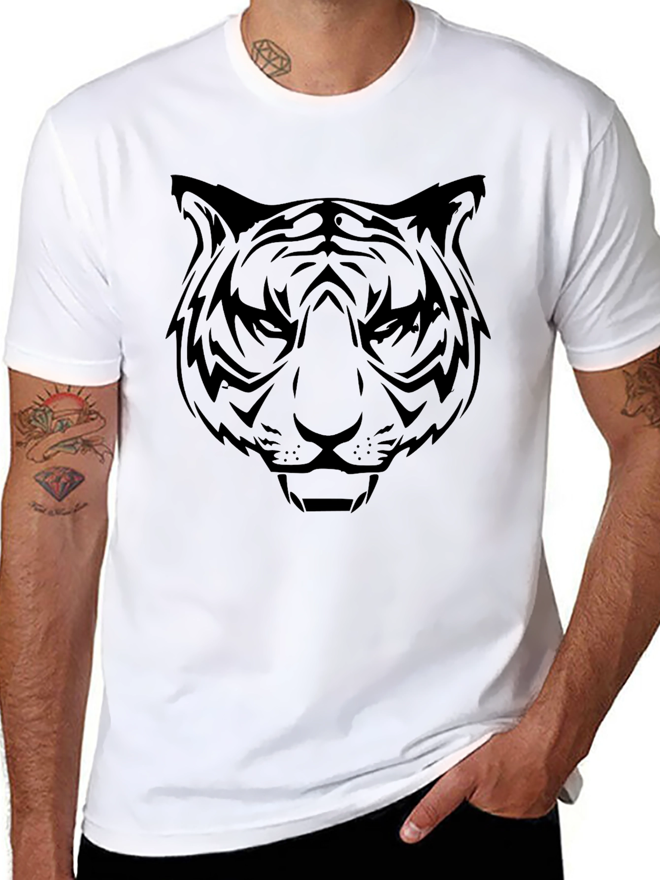 Black Tiger Graphic Tee - Bold Animal Print Shirt