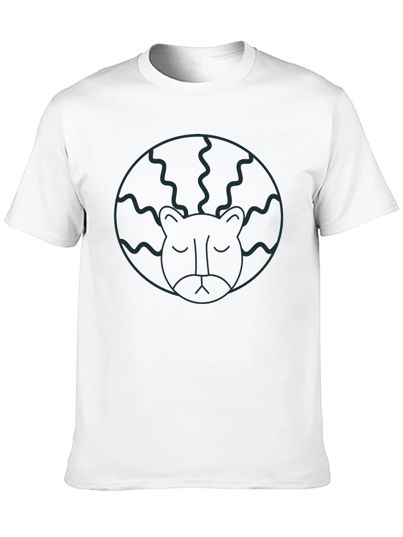 Abstract Lion Head Graphic T-Shirt - Black