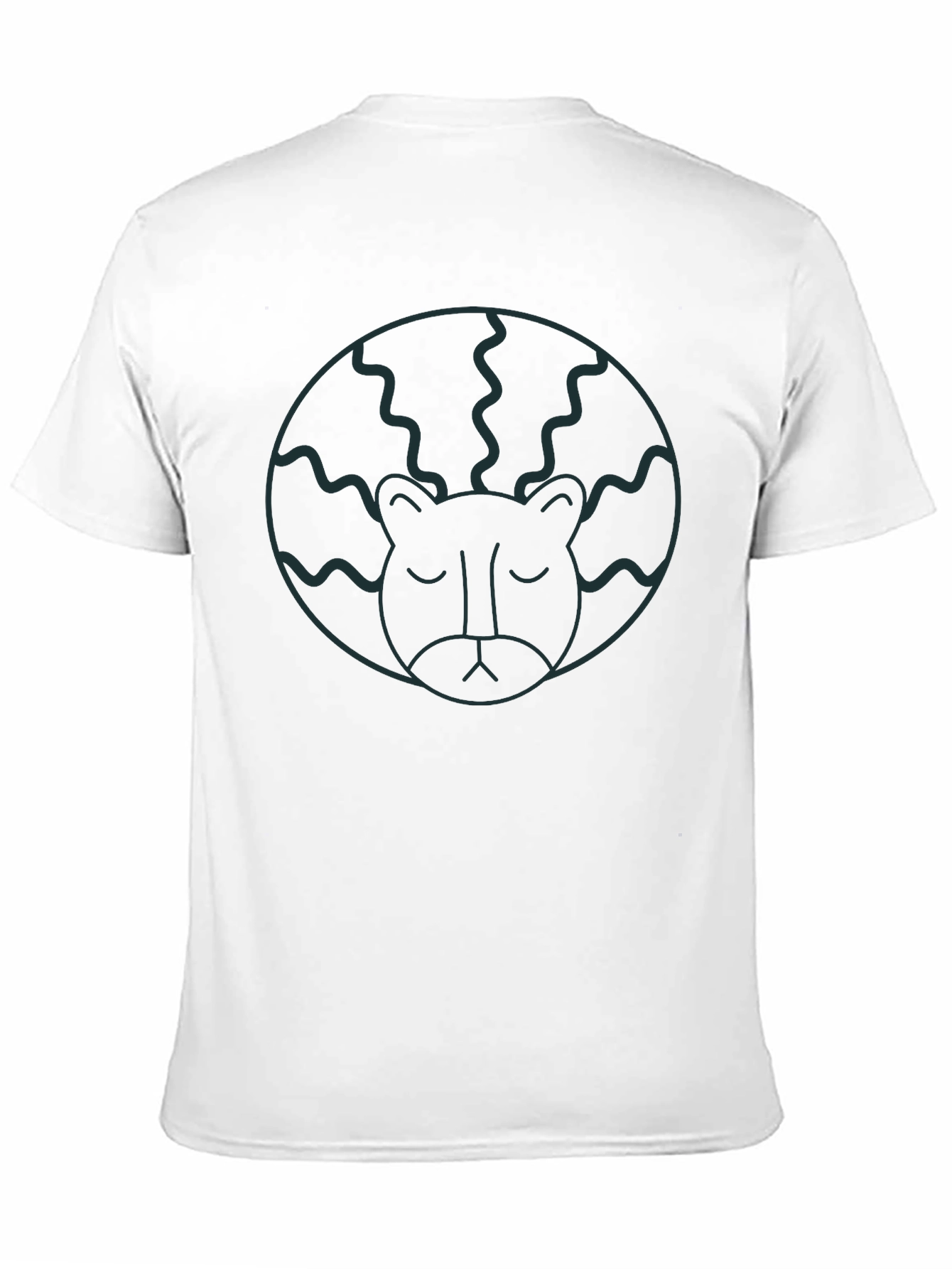 Abstract Lion Head Graphic T-Shirt - Black