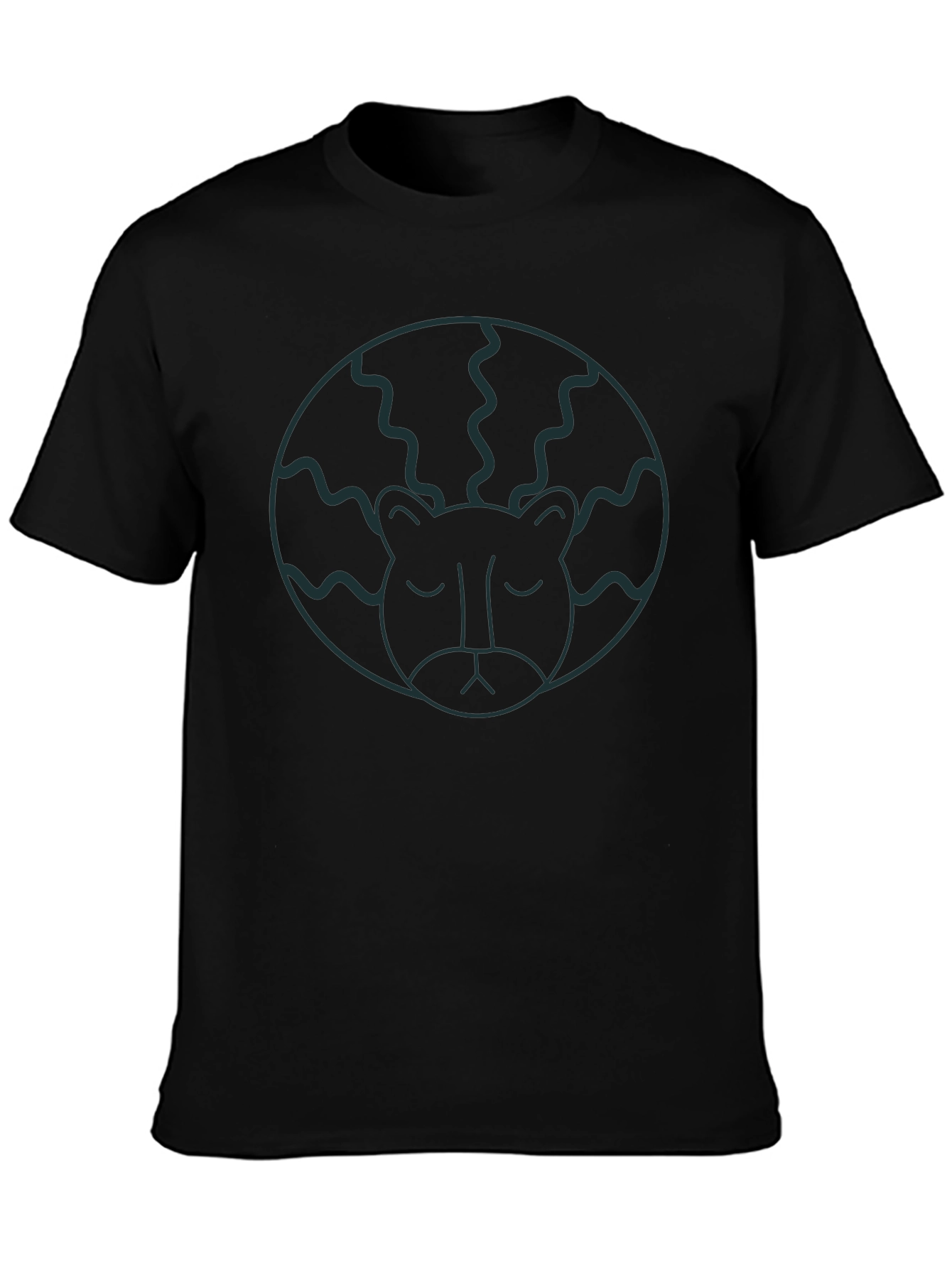 Abstract Lion Head Graphic T-Shirt - Black