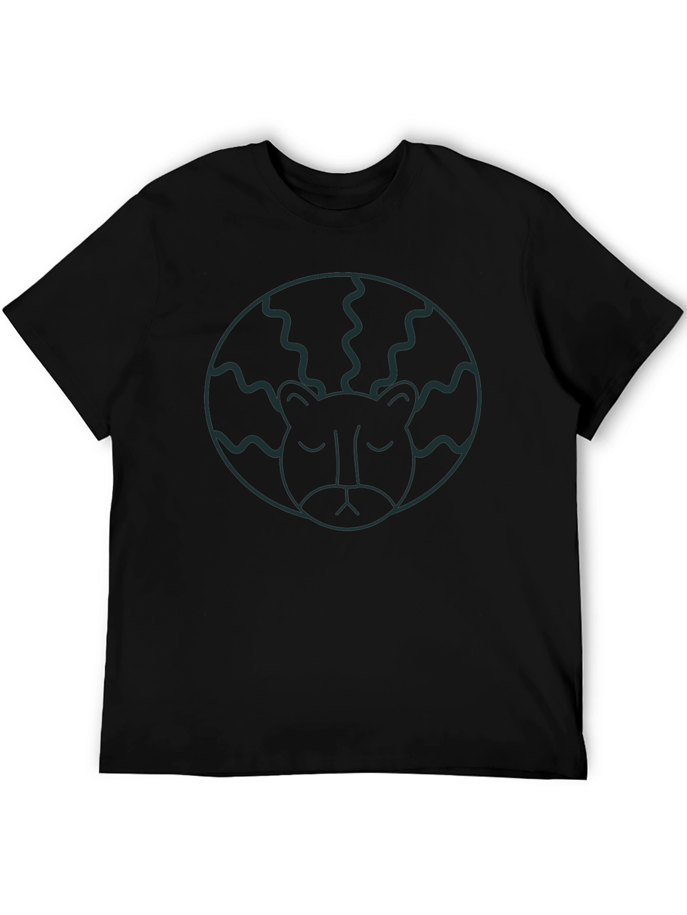 Abstract Lion Head Graphic T-Shirt - Black
