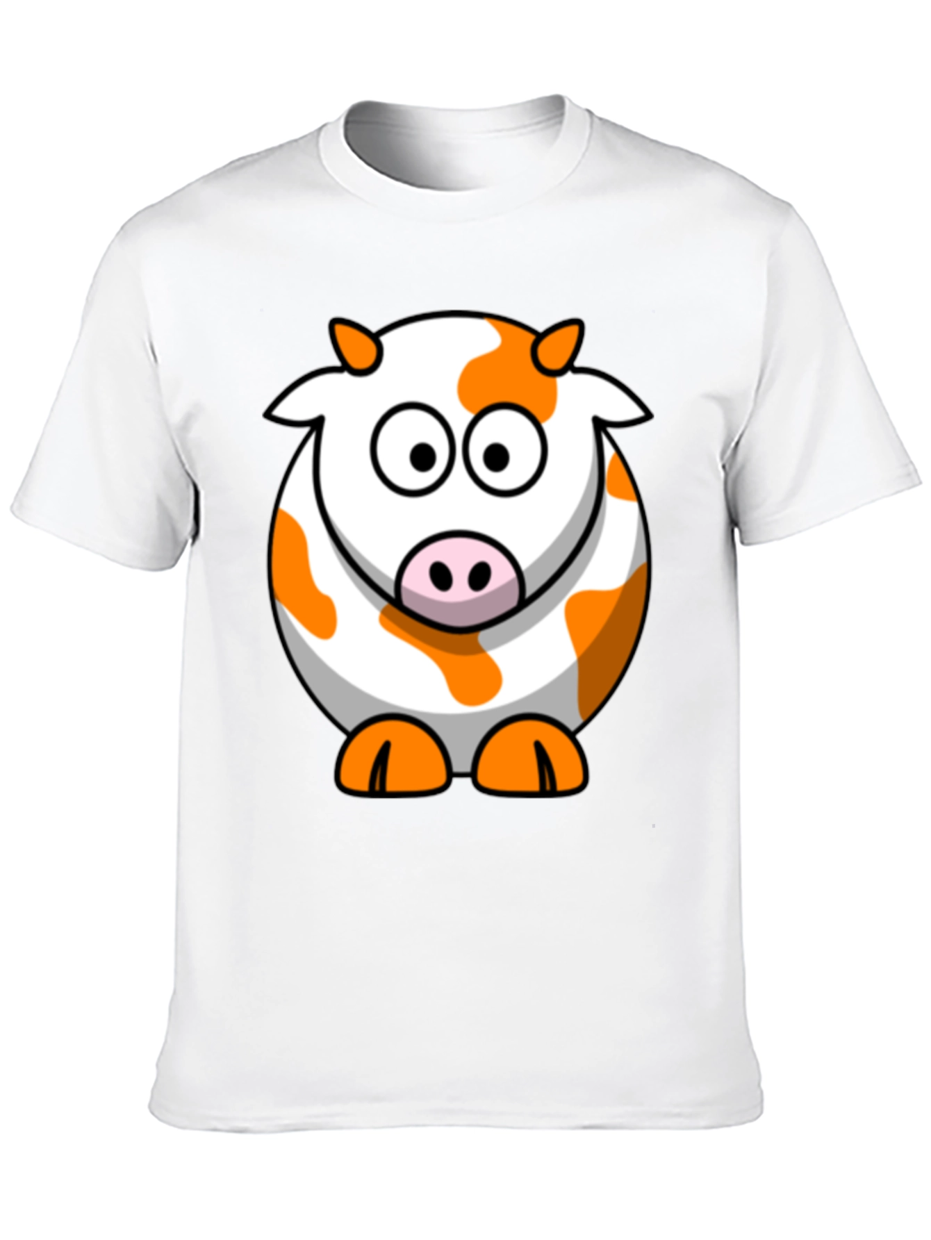 Cute Cartoon Cow Graphic Black T-Shirt