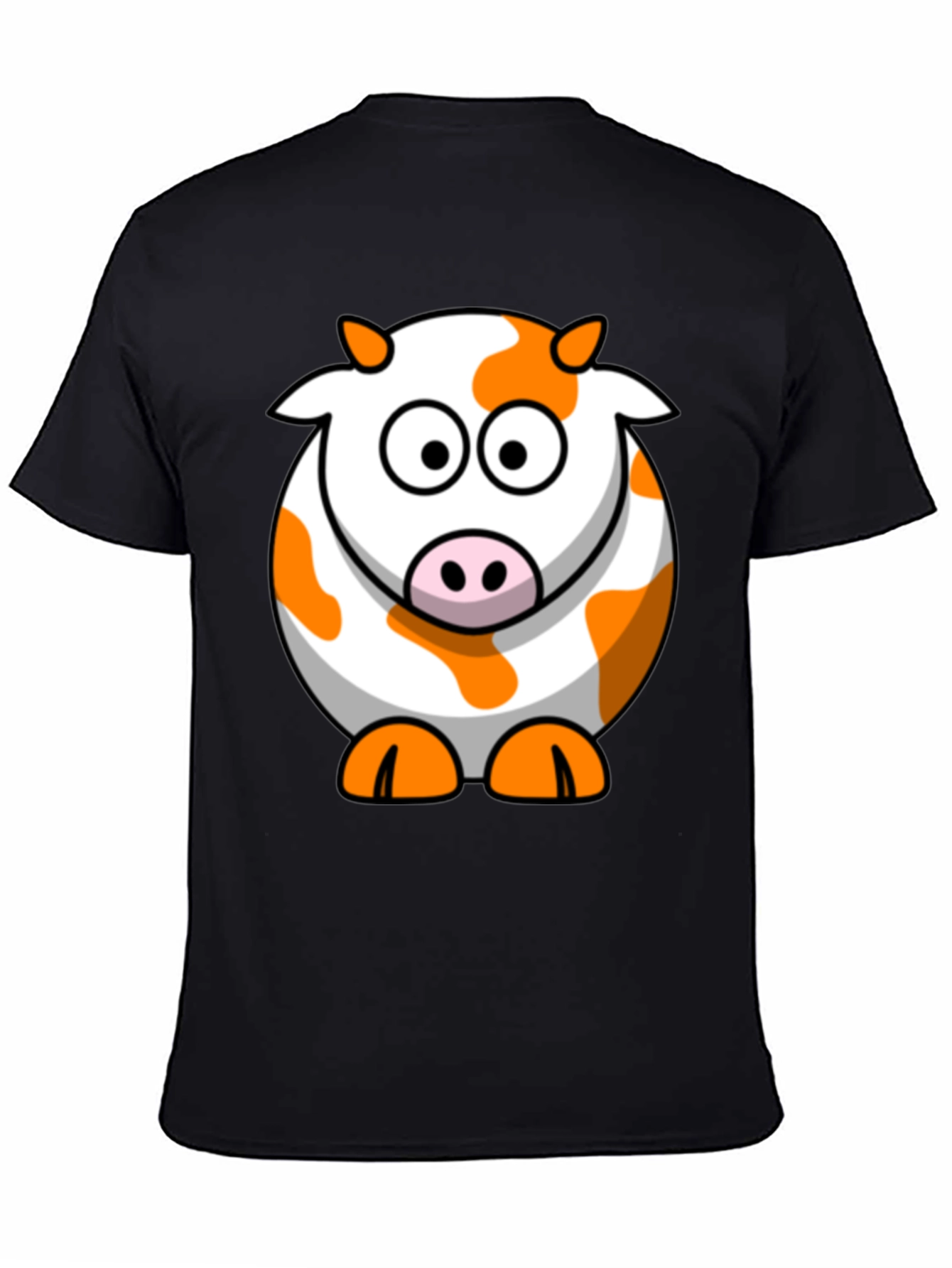 Cute Cartoon Cow Graphic Black T-Shirt