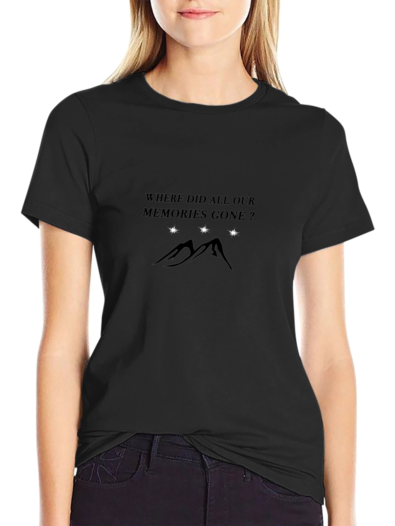 Mens Black Graphic T-Shirt: Lost Memories Design