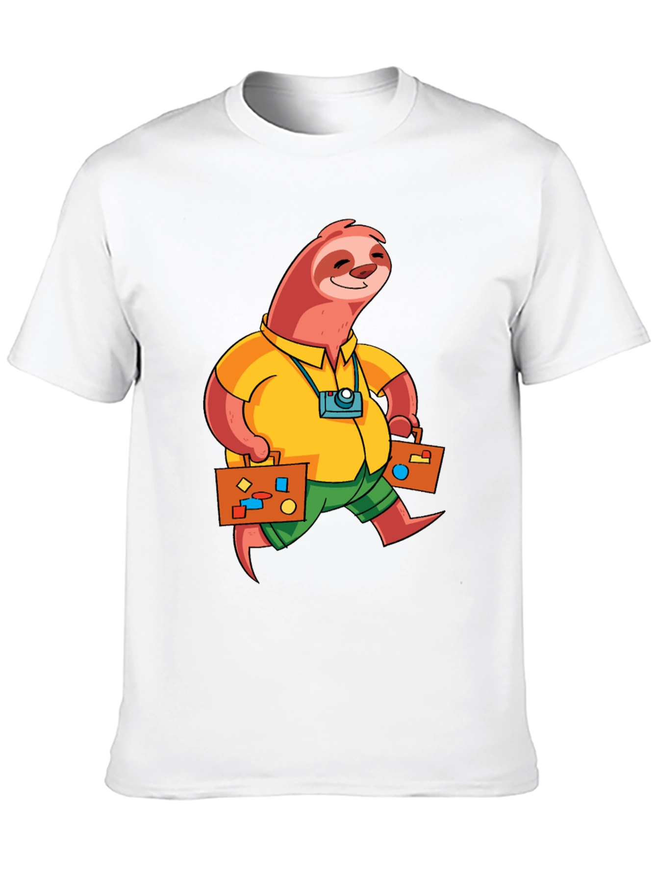 Sloth Tourist Graphic T-Shirt - Black Casual Tee