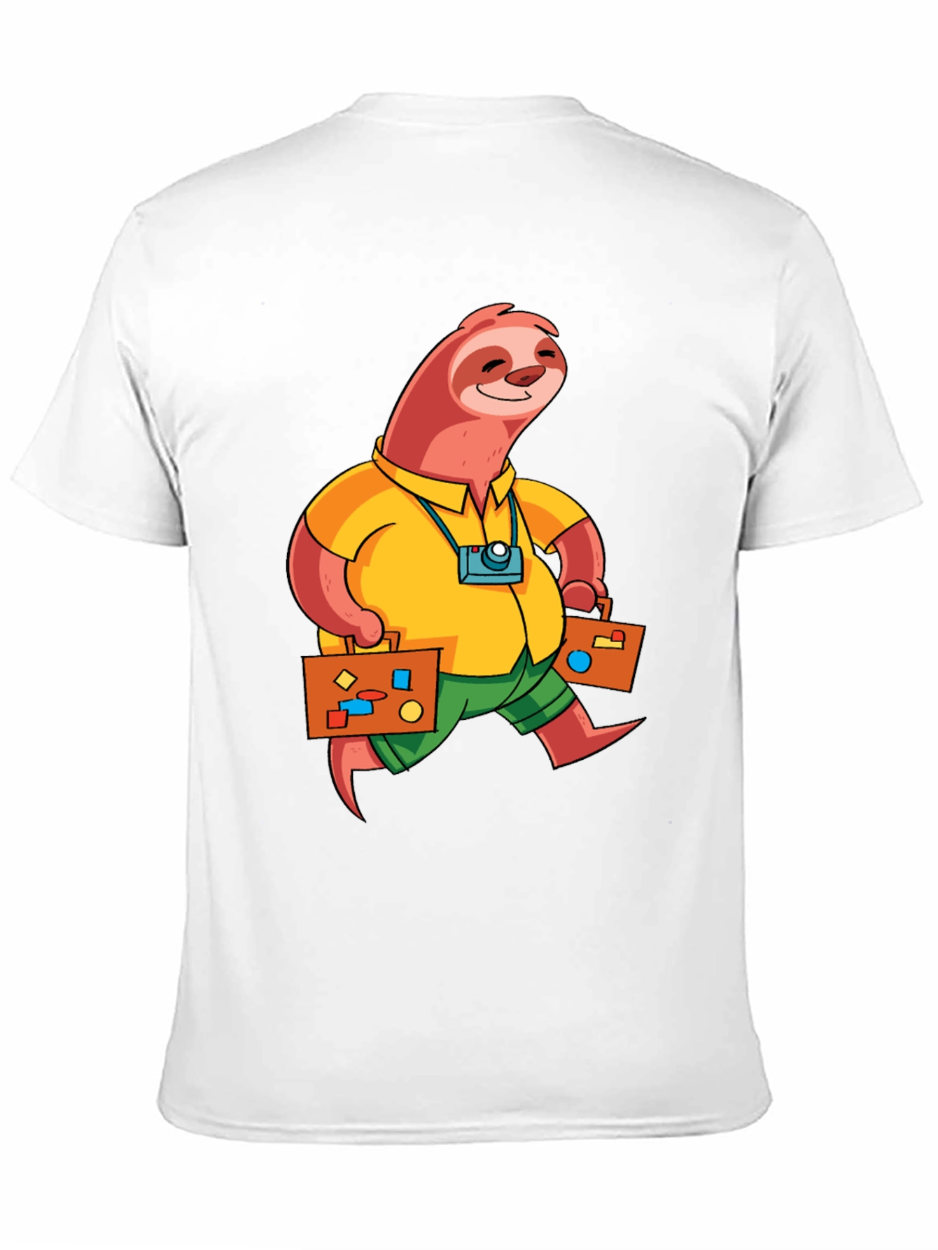 Sloth Tourist Graphic T-Shirt - Black Casual Tee