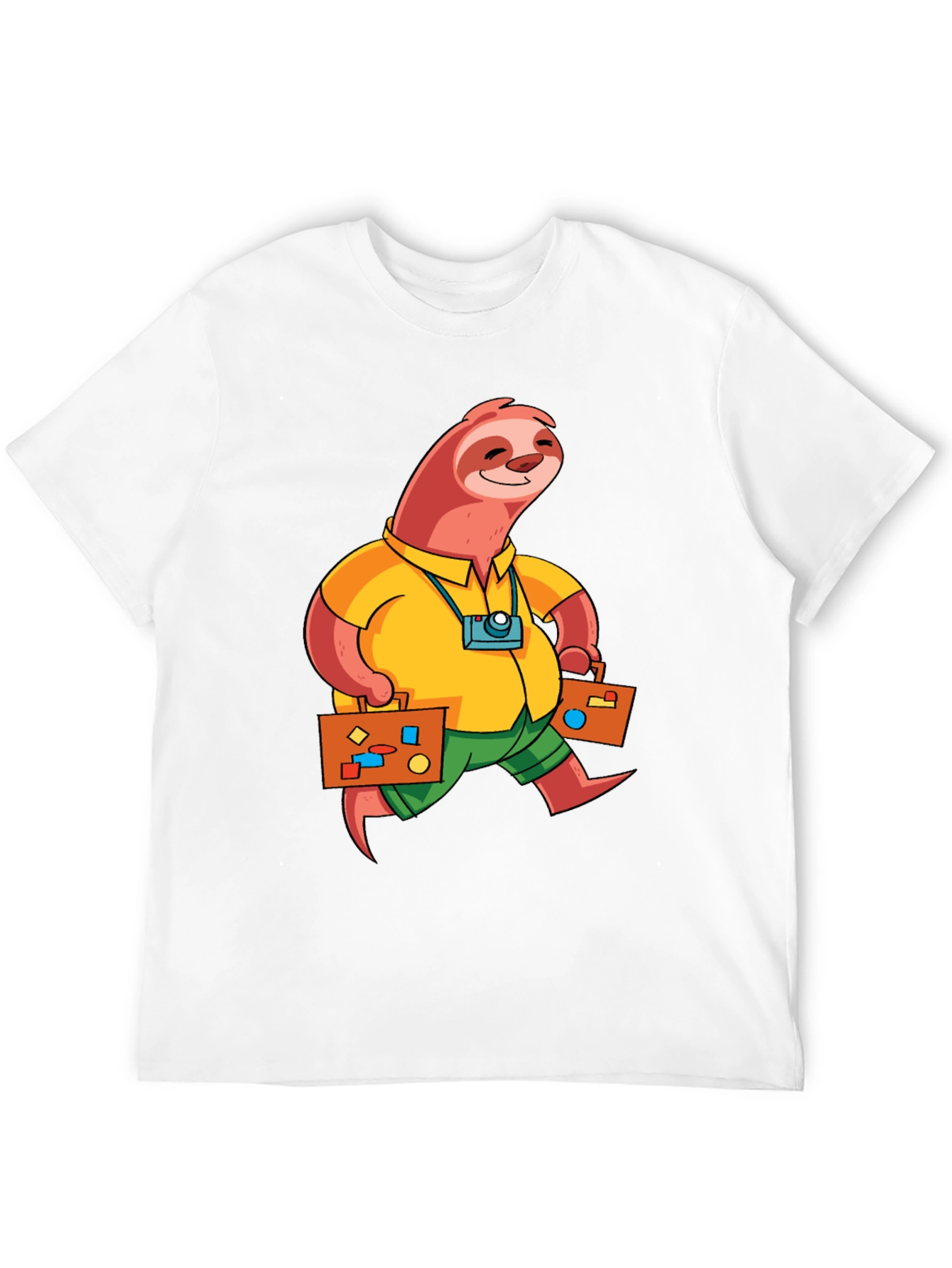 Sloth Tourist Graphic T-Shirt - Black Casual Tee