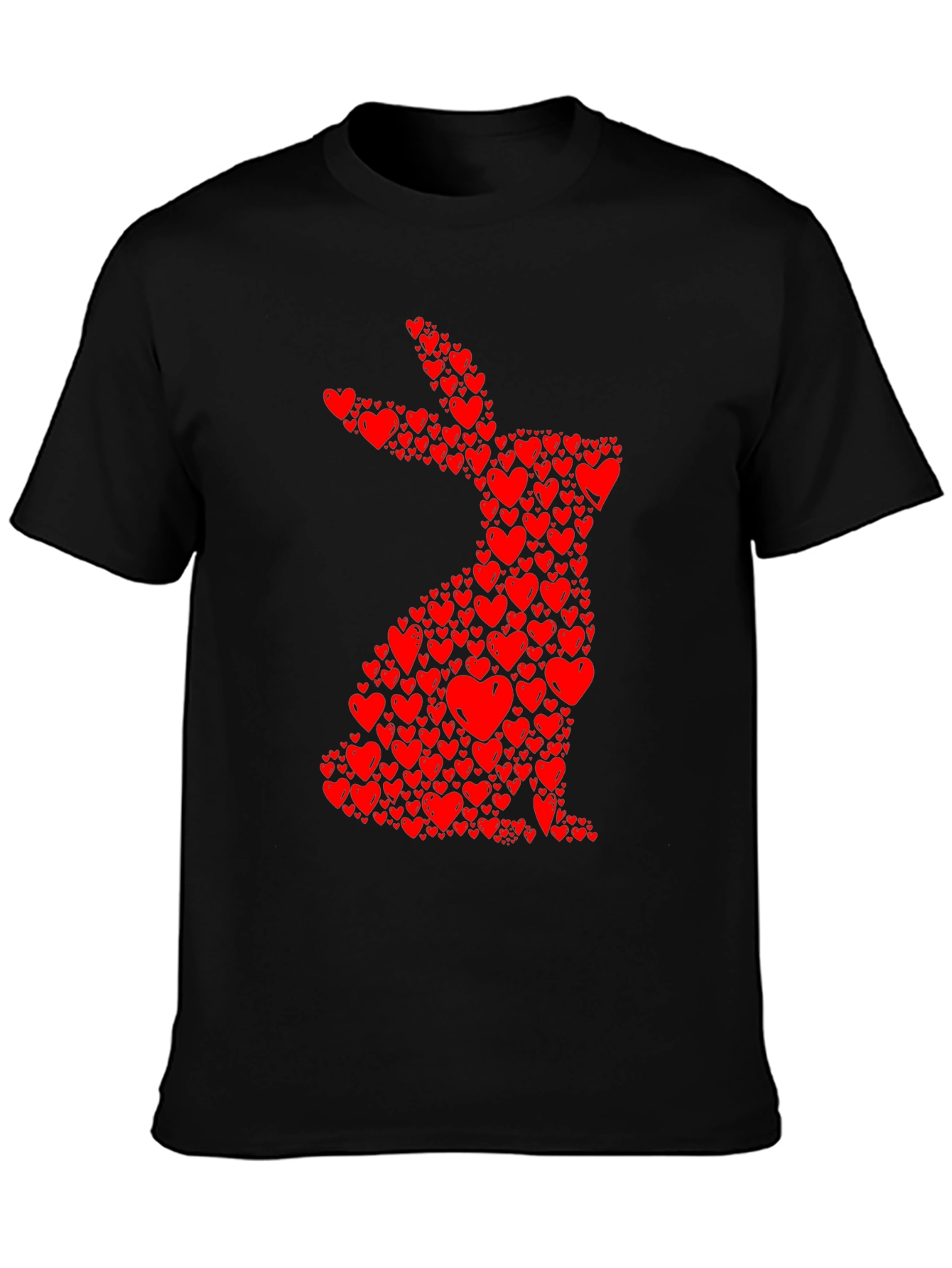 Heart Bunny Graphic Tee - Black Cotton Blend
