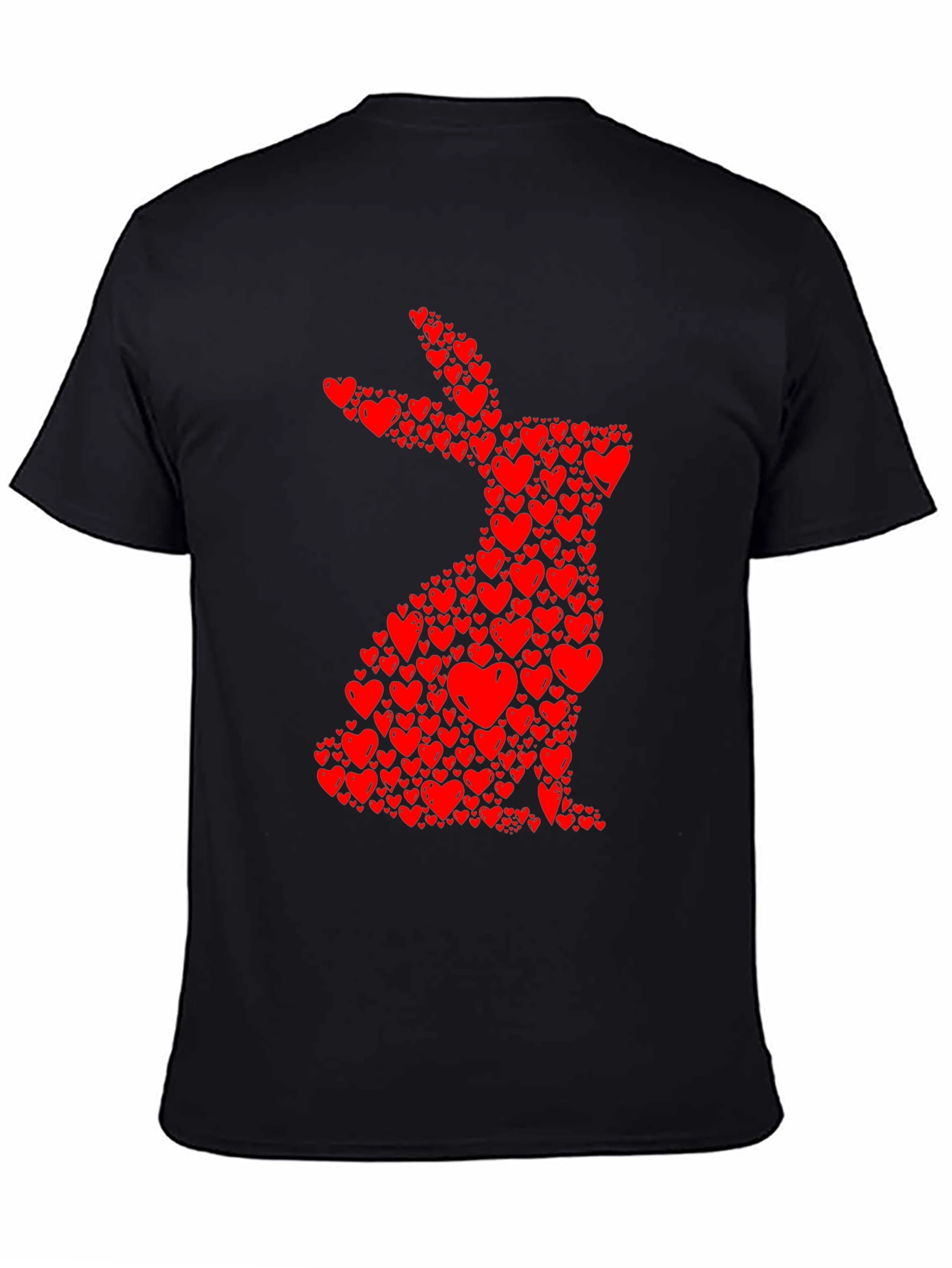 Heart Bunny Graphic Tee - Black Cotton Blend
