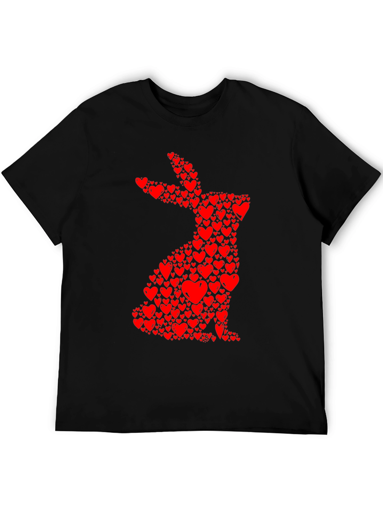 Heart Bunny Graphic Tee - Black Cotton Blend