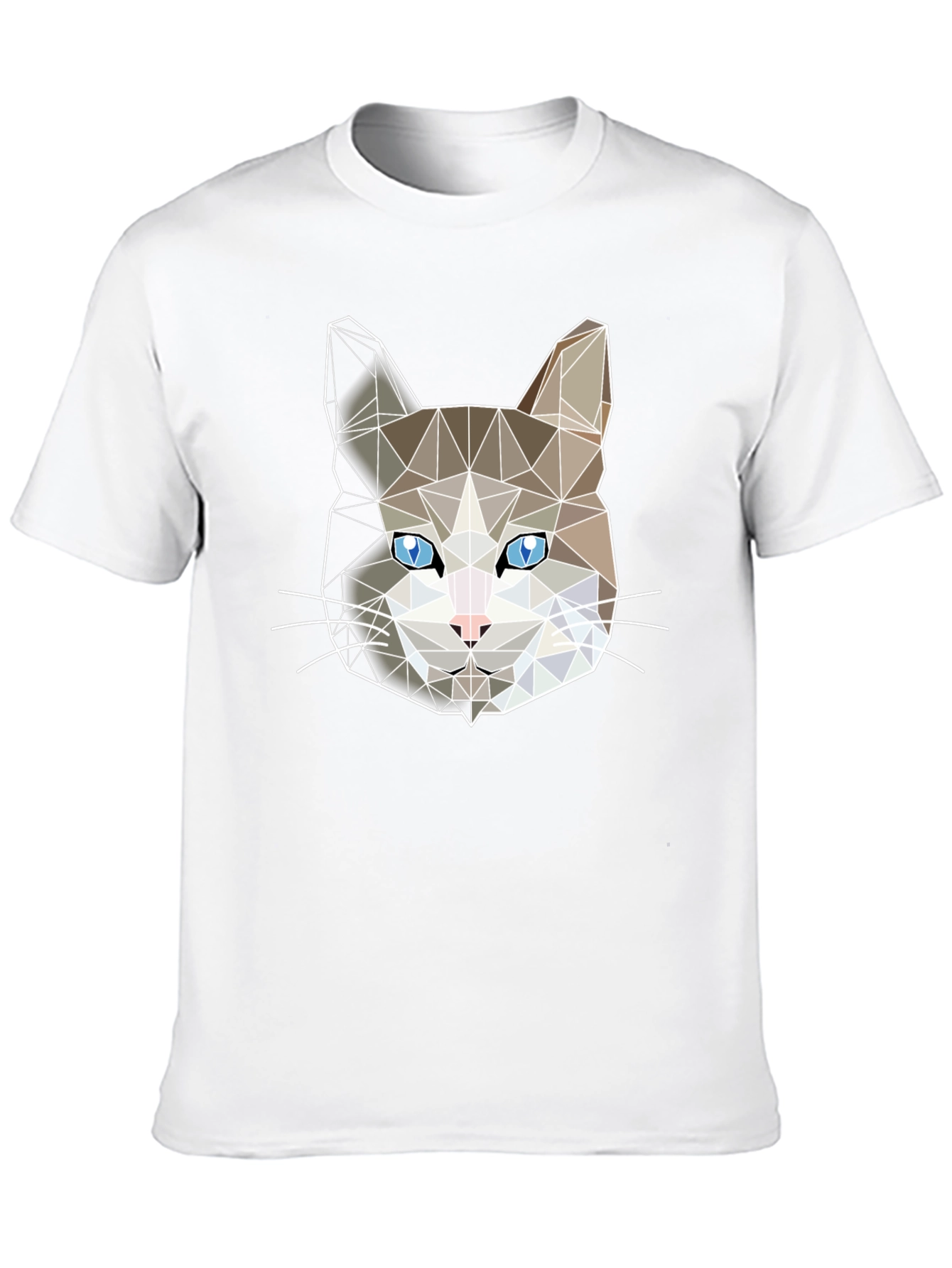 Geometric Cat Face Black T-Shirt