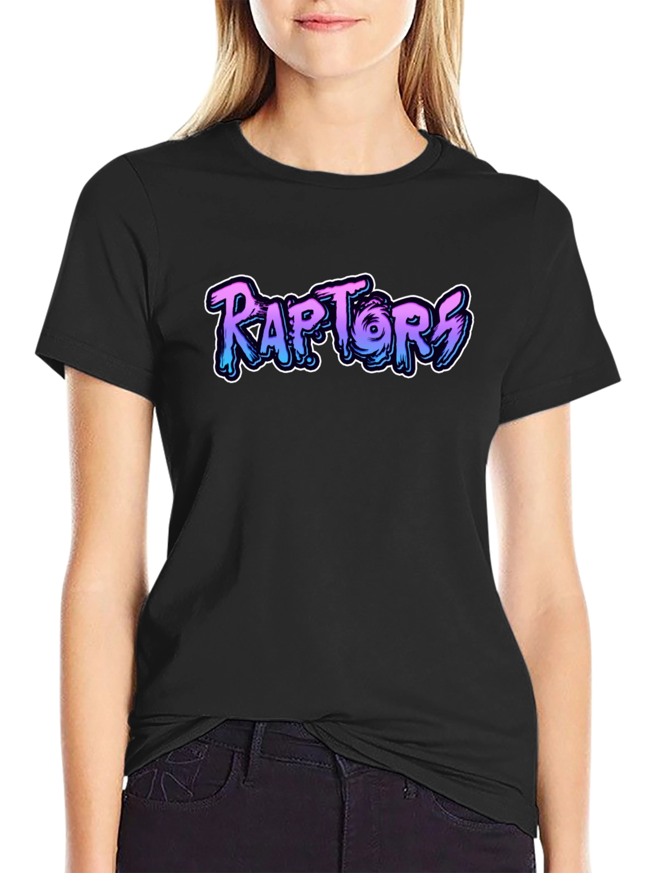 Raptors Graphic Print Black T-Shirt