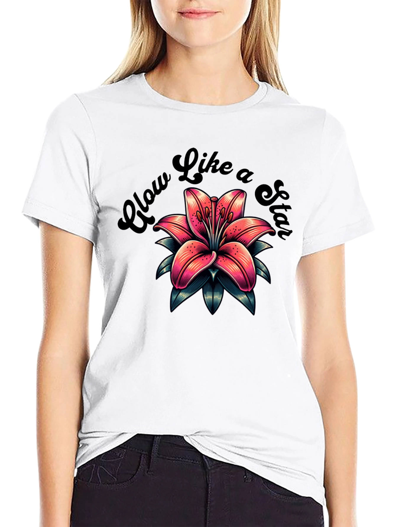 Glow Like a Star Flower Graphic T-Shirt