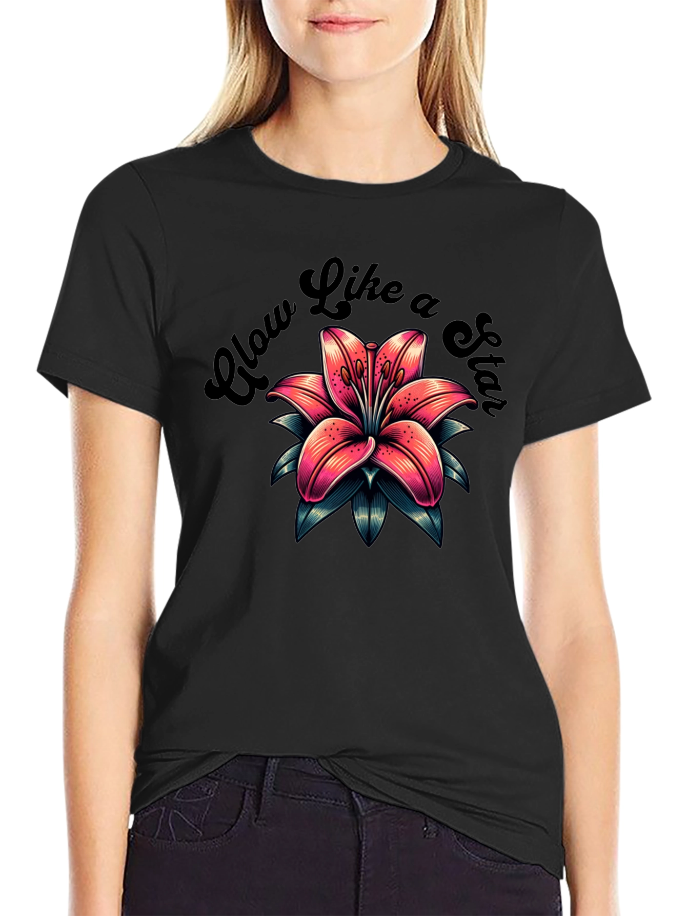 Glow Like a Star Flower Graphic T-Shirt