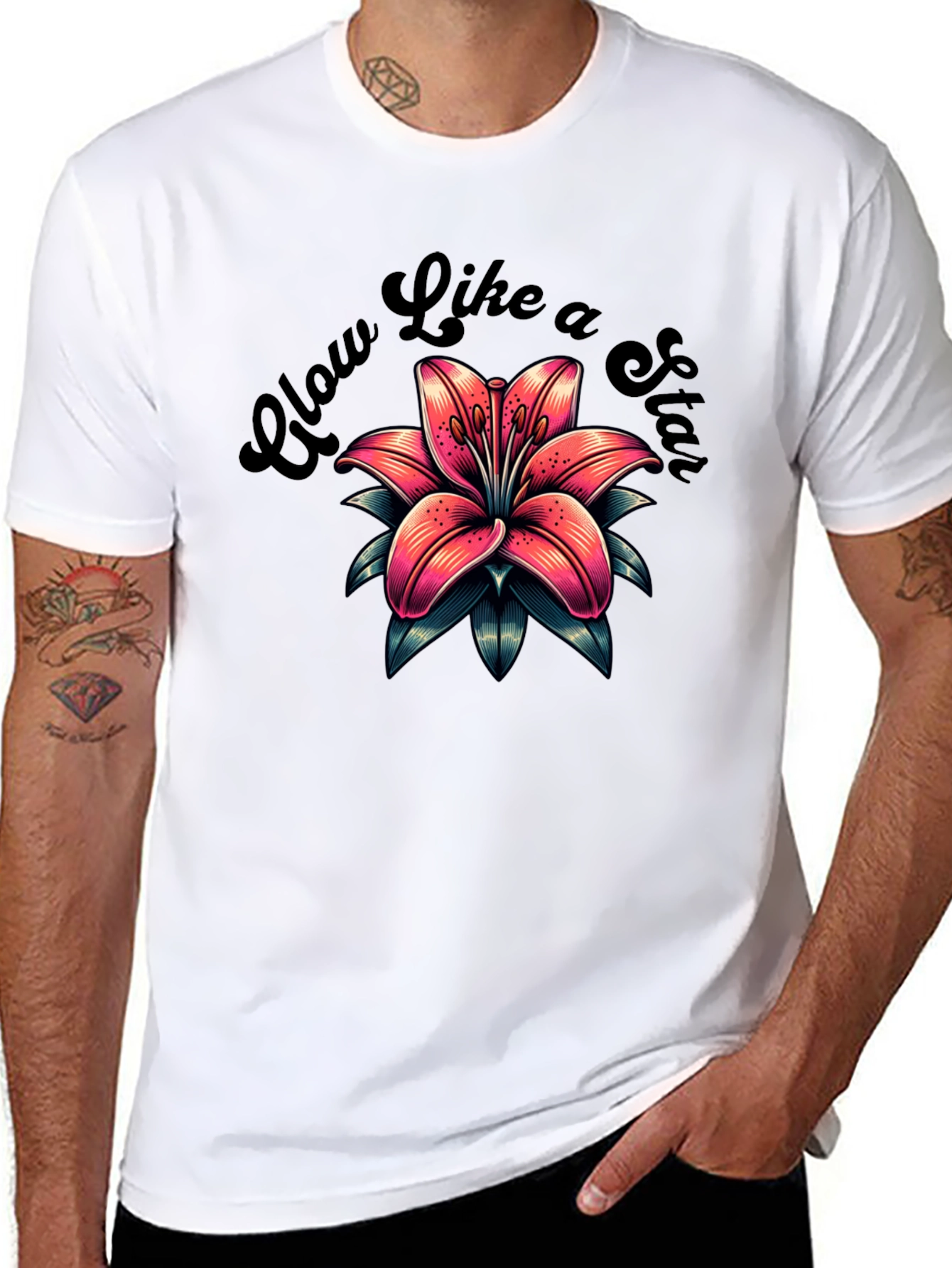 Glow Like a Star Flower Graphic T-Shirt
