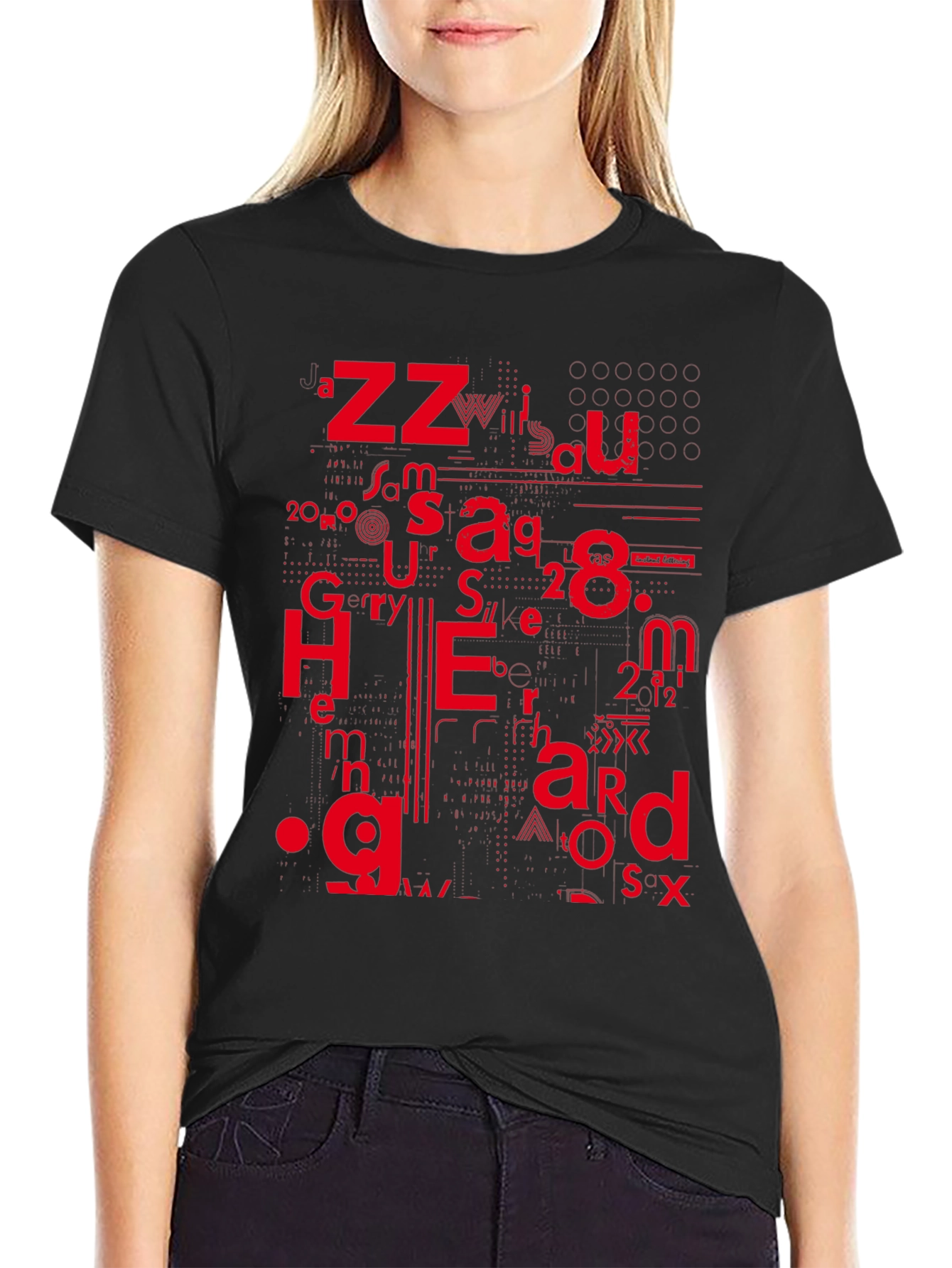 Abstract Typographic Graphic Black T-Shirt