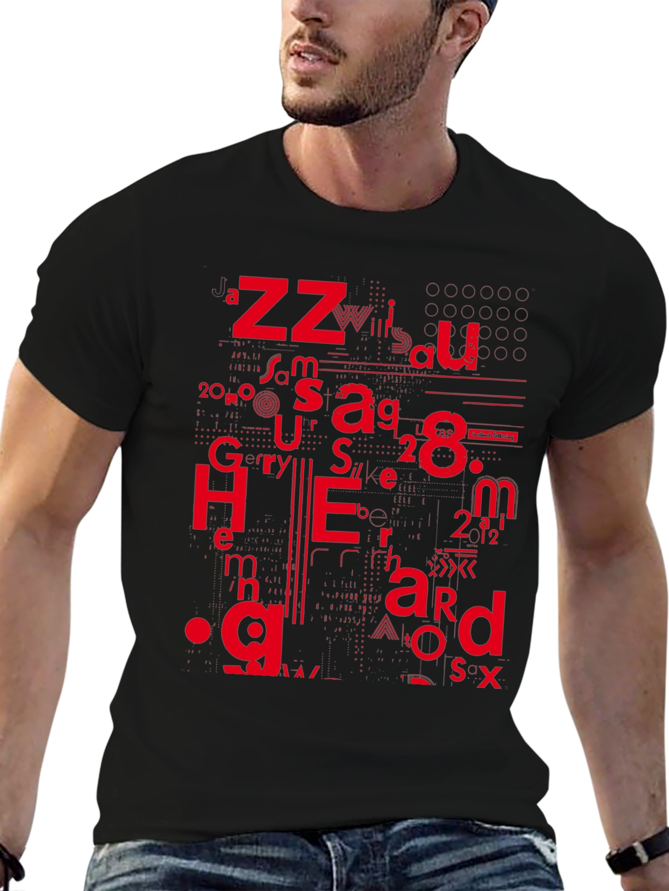 Abstract Typographic Graphic Black T-Shirt