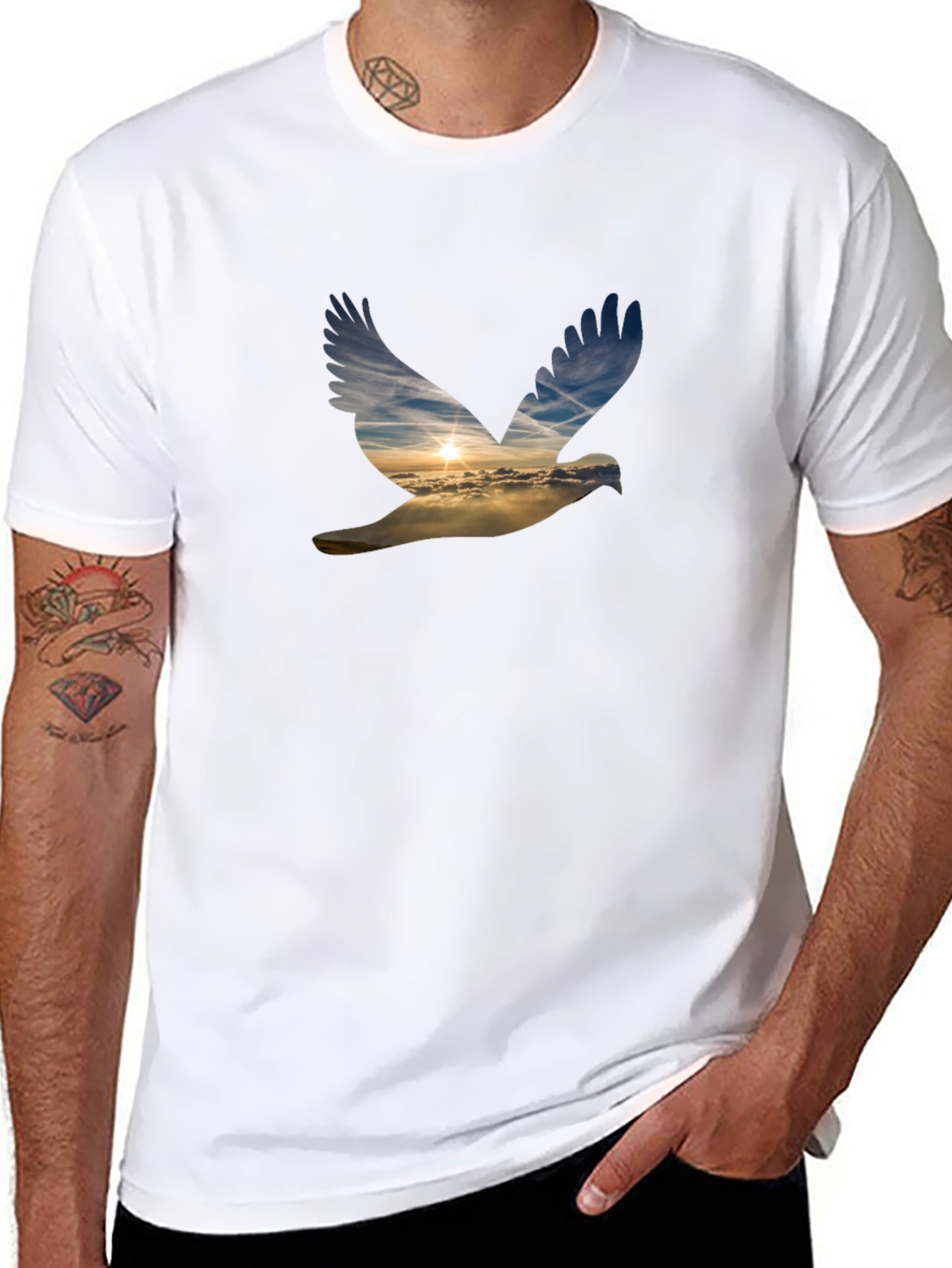 Dove Sunset Graphic Black T-Shirt