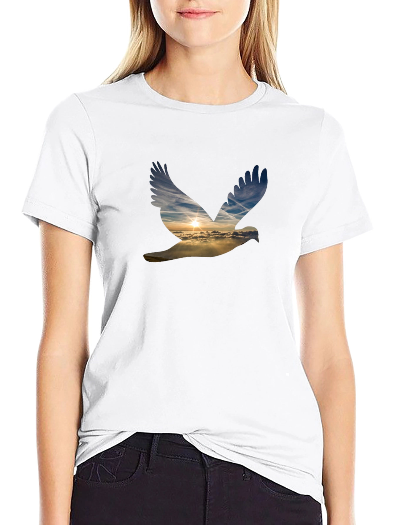 Dove Sunset Graphic Black T-Shirt