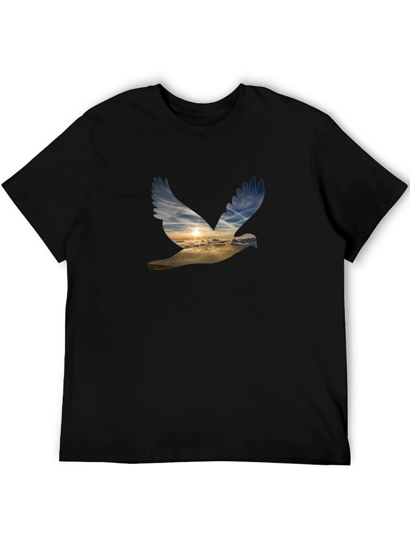 Dove Sunset Graphic Black T-Shirt